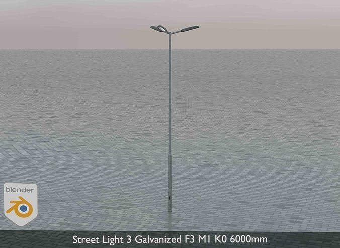 Street Light 3 Galvanized F3 M1 K0 6000mm Low-poly 3D model 2