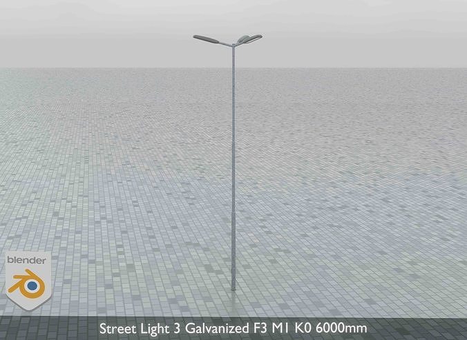 Street Light 3 Galvanized F3 M1 K0 6000mm Low-poly 3D model 5