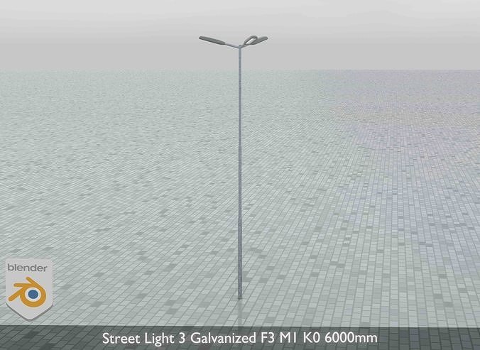Street Light 3 Galvanized F3 M1 K0 6000mm Low-poly 3D model 6