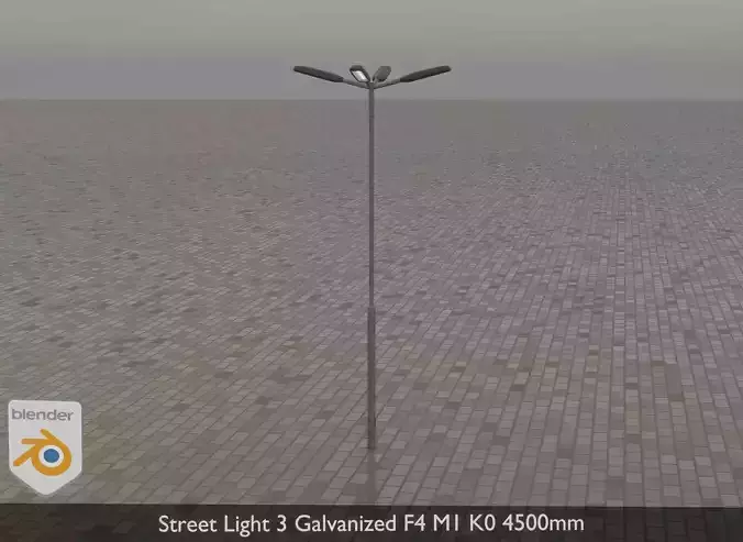 Street Light 3 Galvanized F4 M1 K0 4500mm Low-poly 3D model