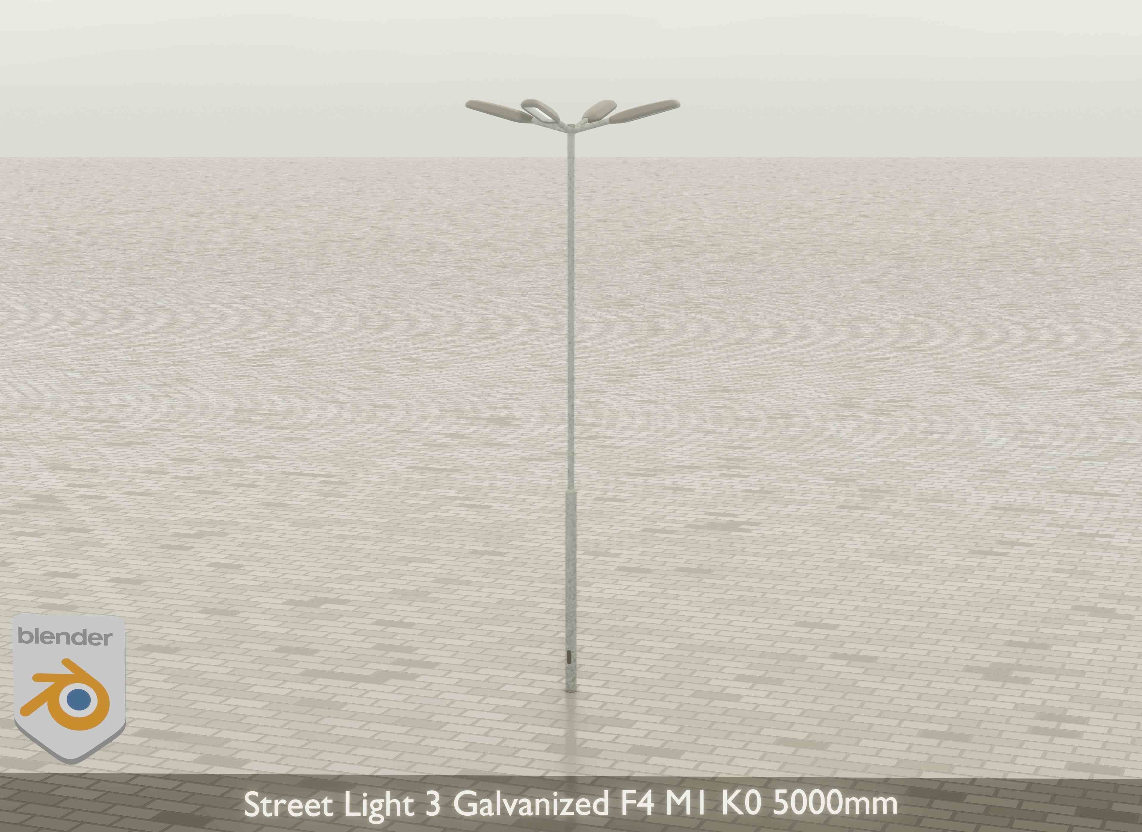 Street Light 3 Galvanized F4 M1 K0 5000mm Low-poly 3D model_19