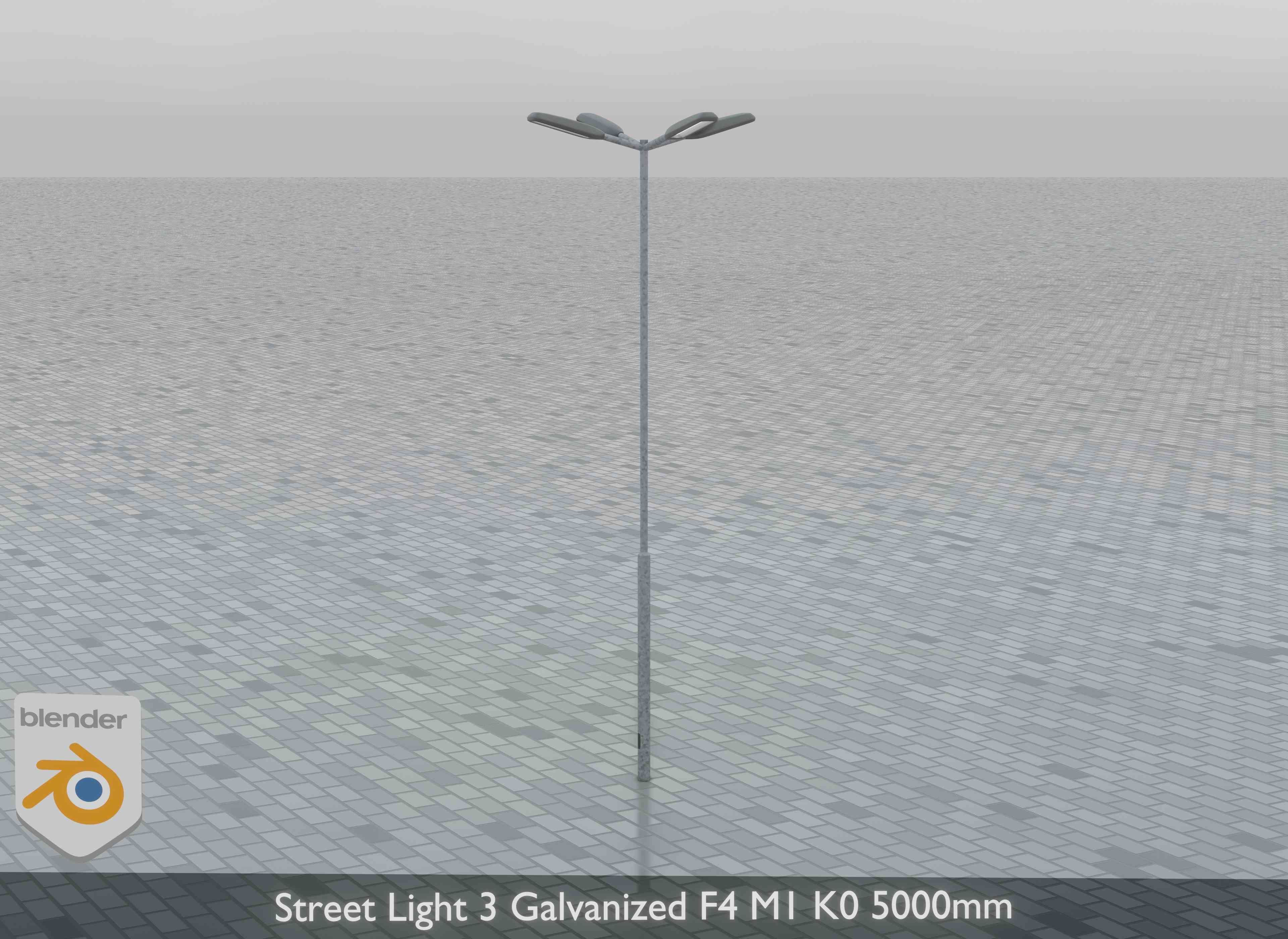 Street Light 3 Galvanized F4 M1 K0 5000mm Low-poly 3D model_4