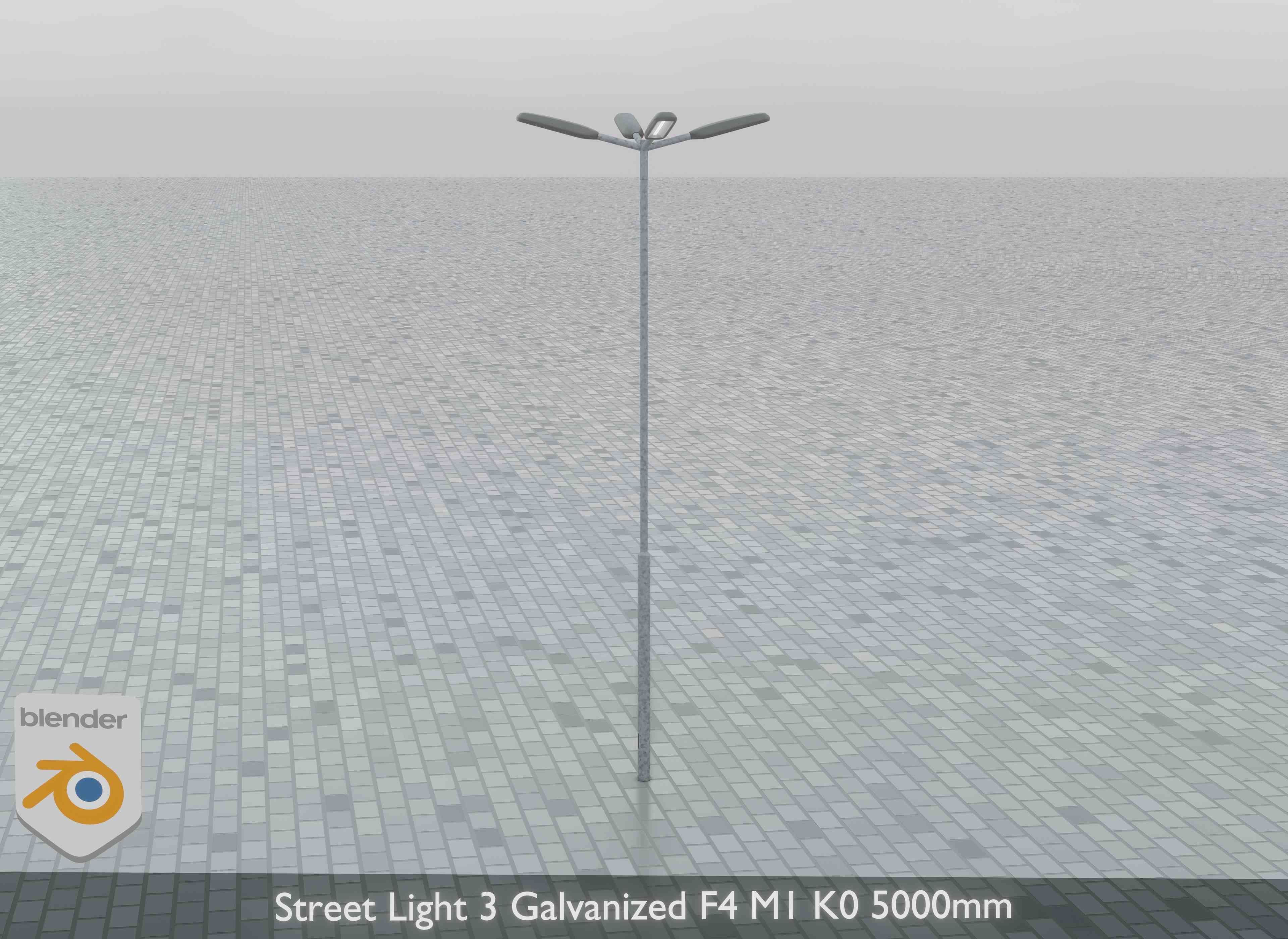 Street Light 3 Galvanized F4 M1 K0 5000mm Low-poly 3D model_5
