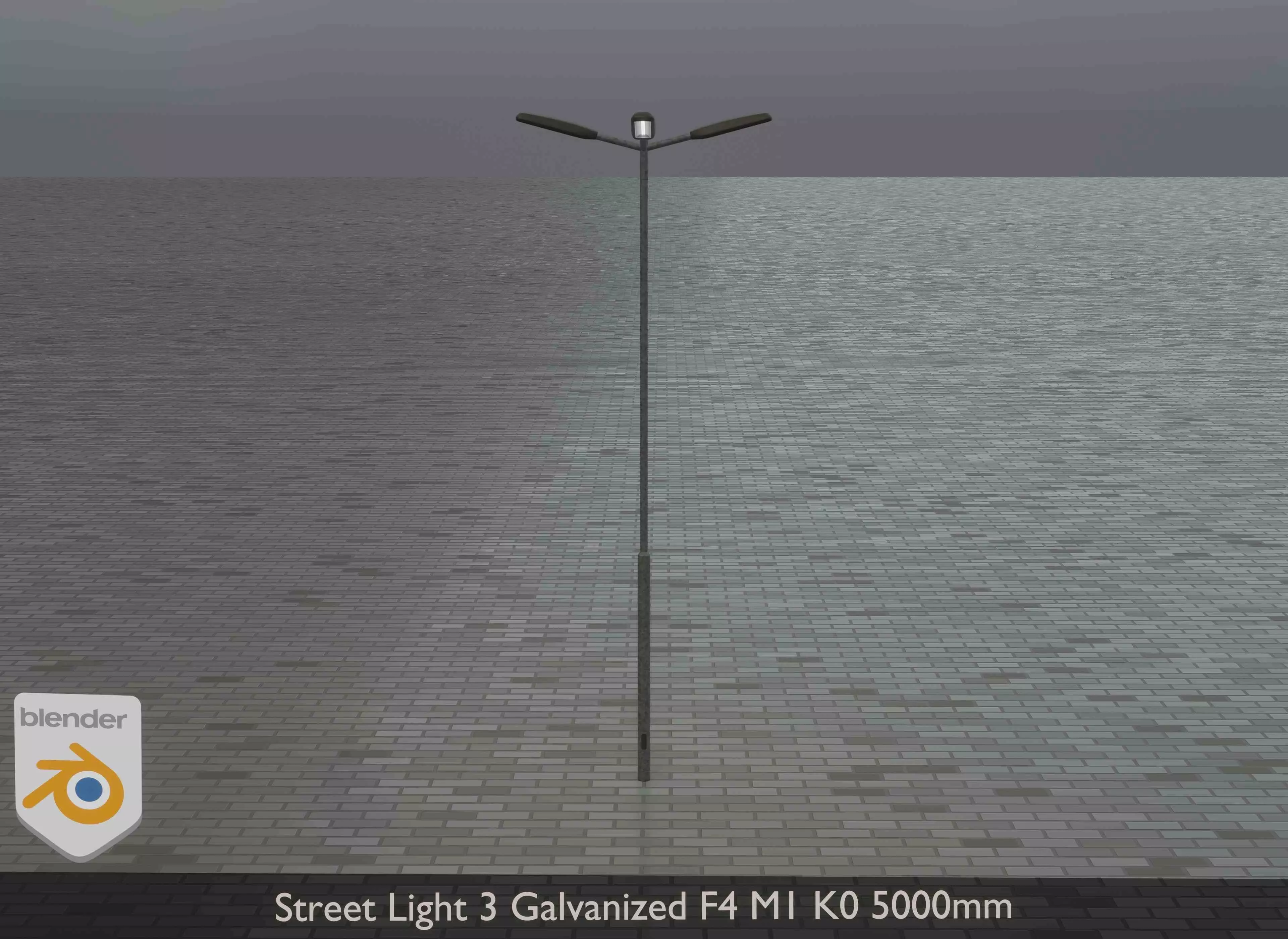 Street Light 3 Galvanized F4 M1 K0 5000mm Low-poly 3D model_0