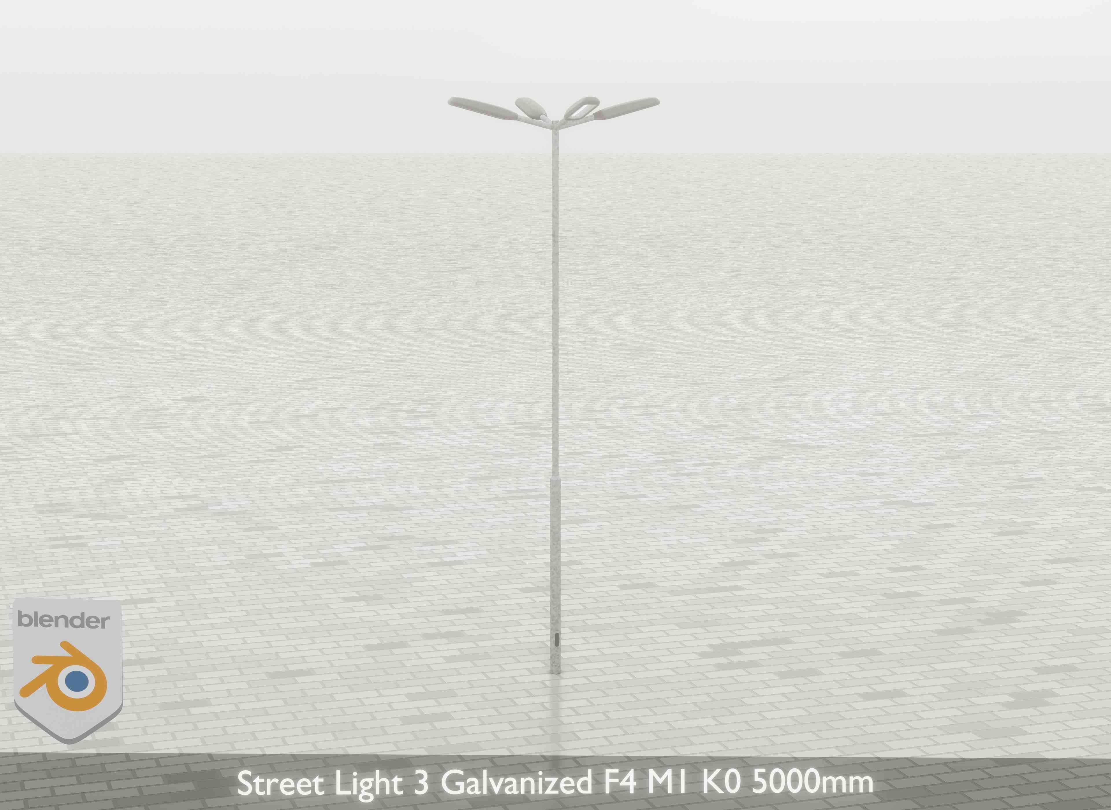 Street Light 3 Galvanized F4 M1 K0 5000mm Low-poly 3D model_26