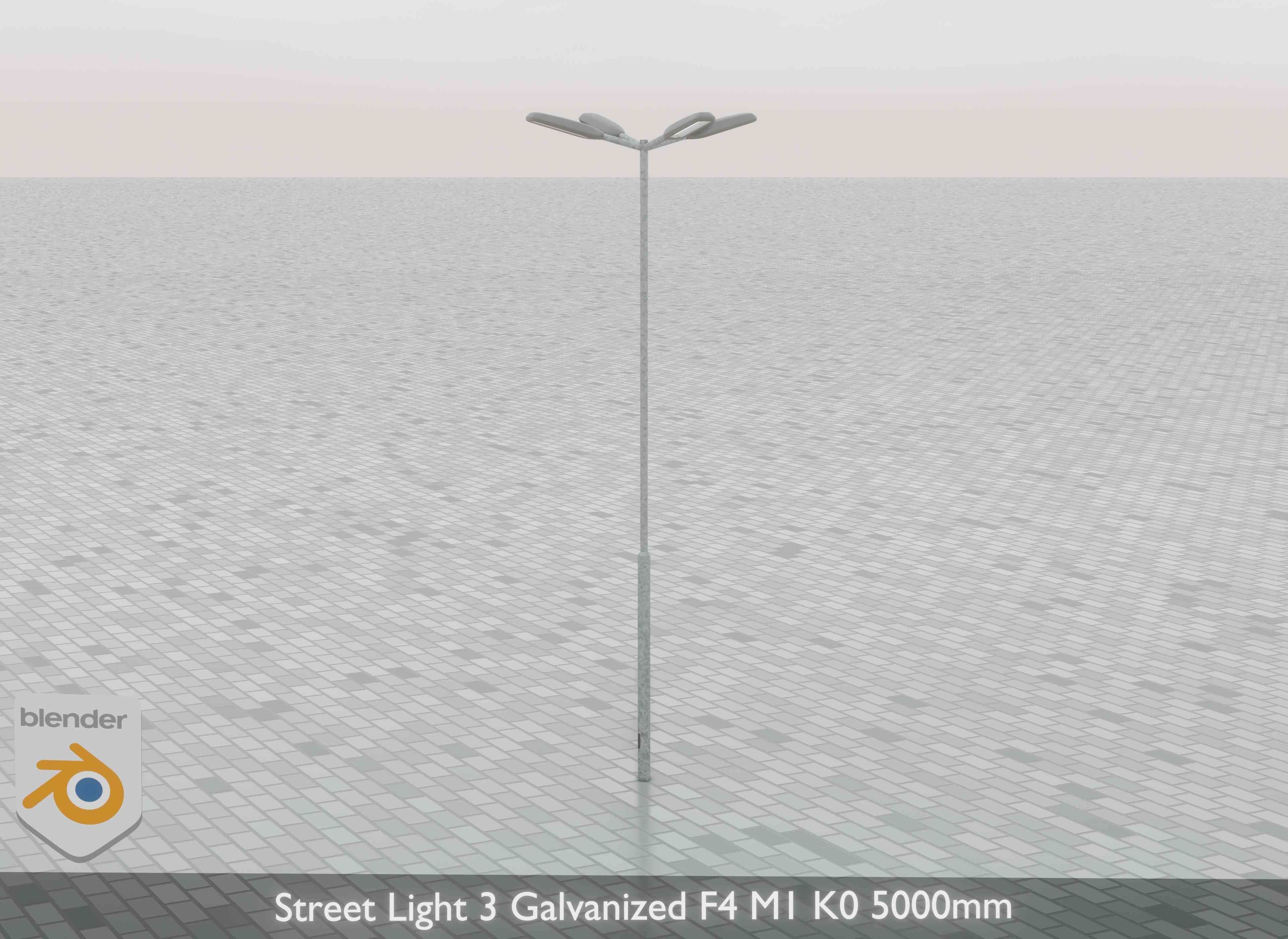 Street Light 3 Galvanized F4 M1 K0 5000mm Low-poly 3D model_30