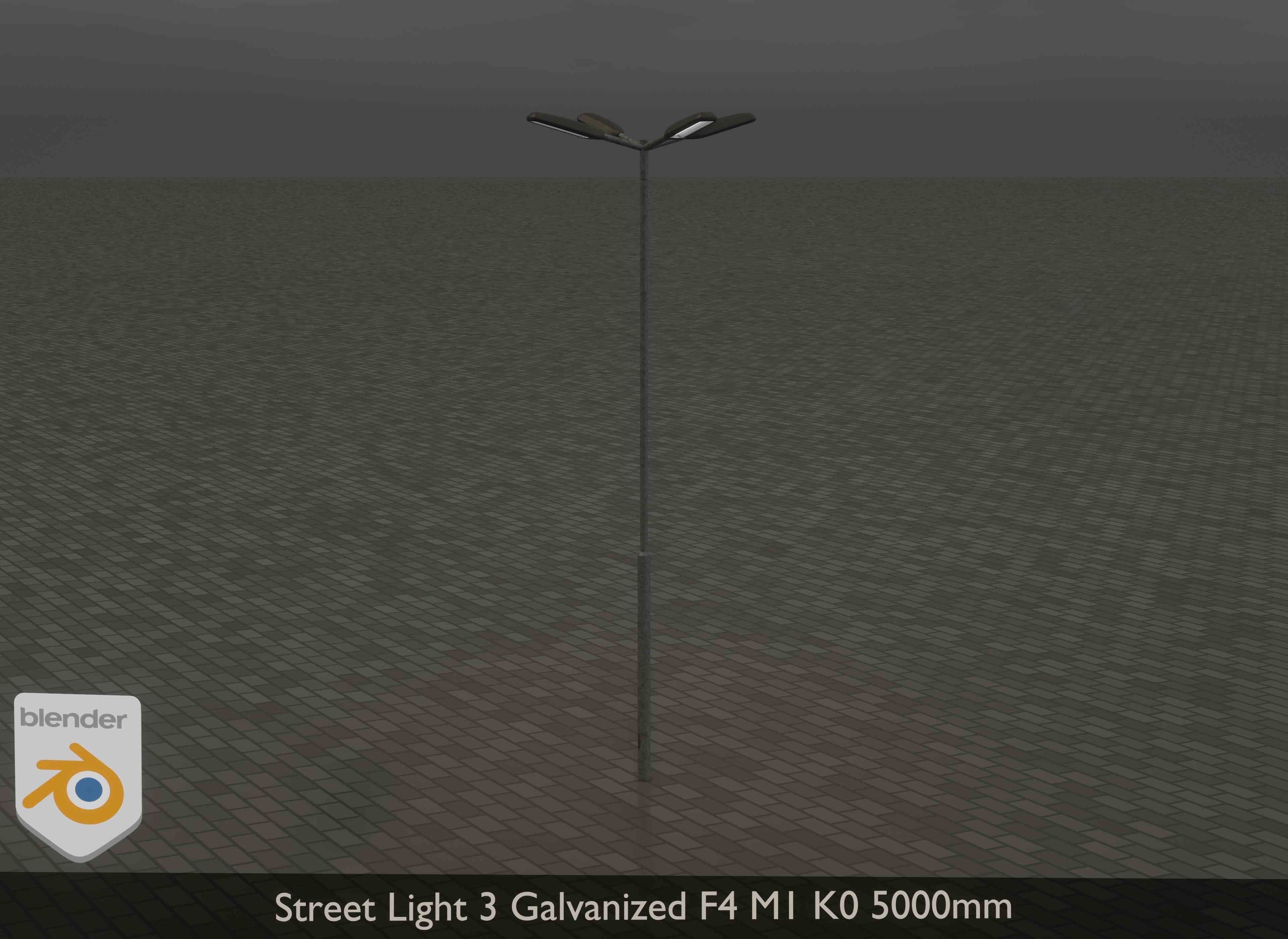 Street Light 3 Galvanized F4 M1 K0 5000mm Low-poly 3D model_12