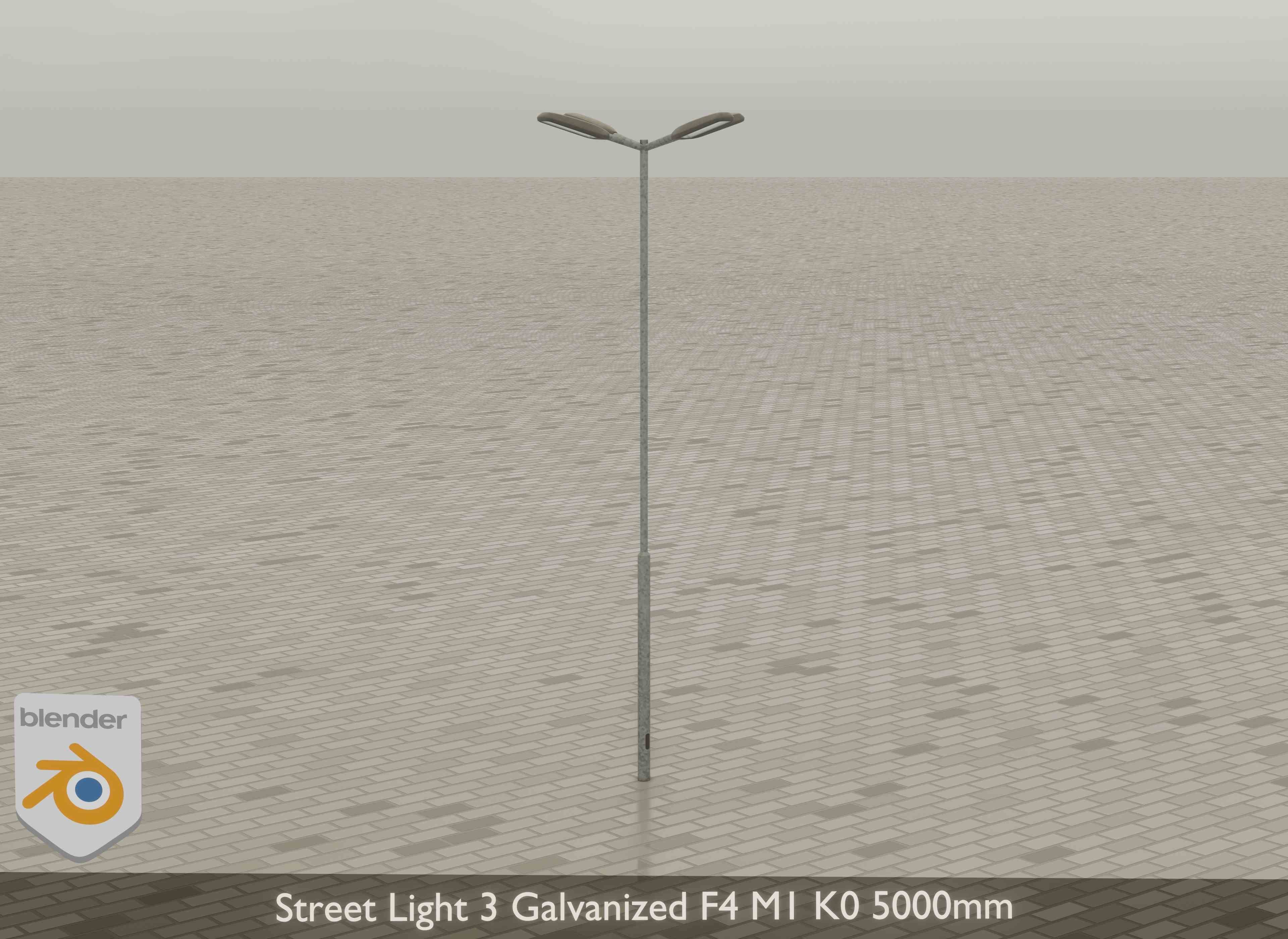 Street Light 3 Galvanized F4 M1 K0 5000mm Low-poly 3D model_16