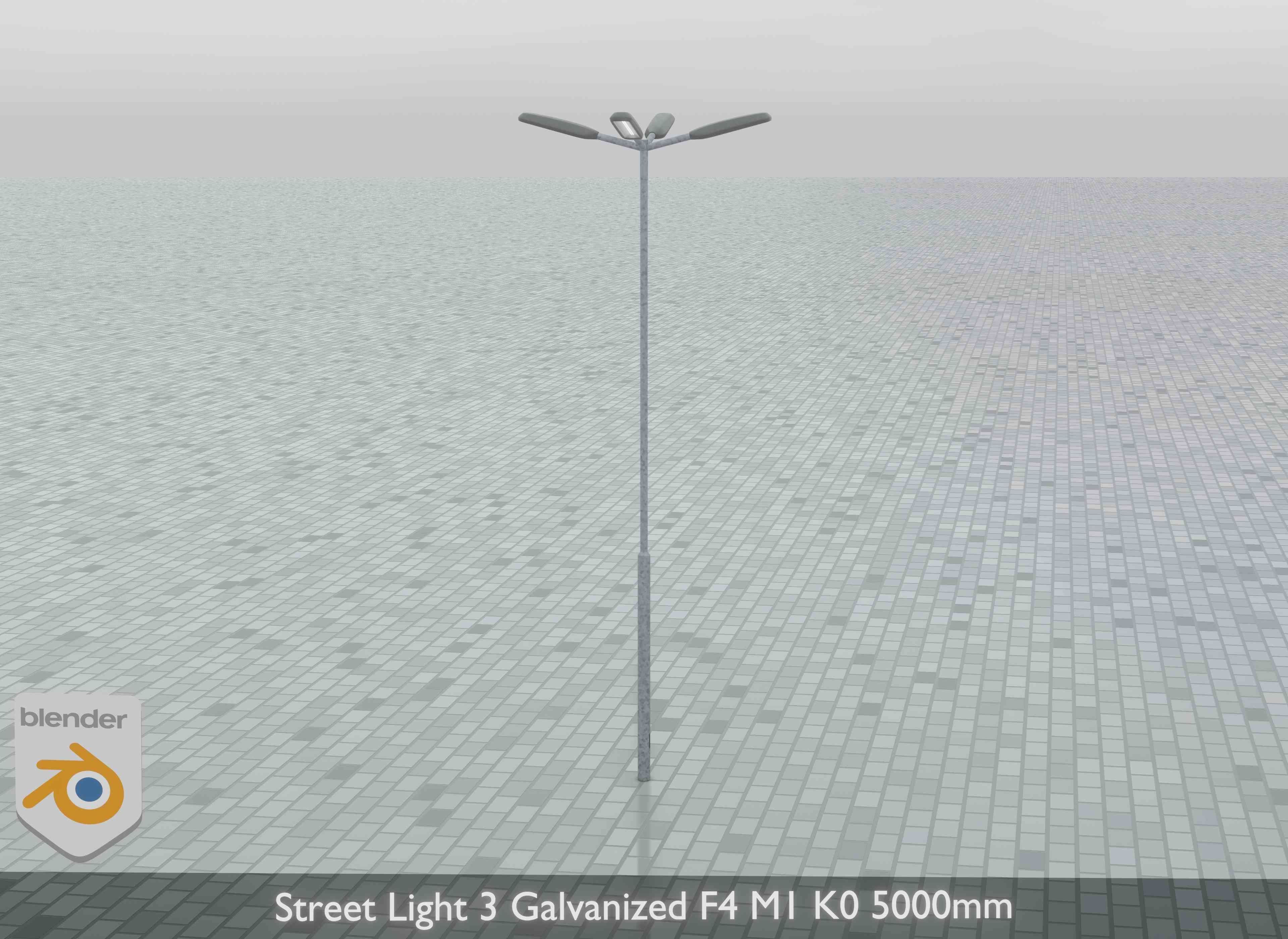 Street Light 3 Galvanized F4 M1 K0 5000mm Low-poly 3D model_6