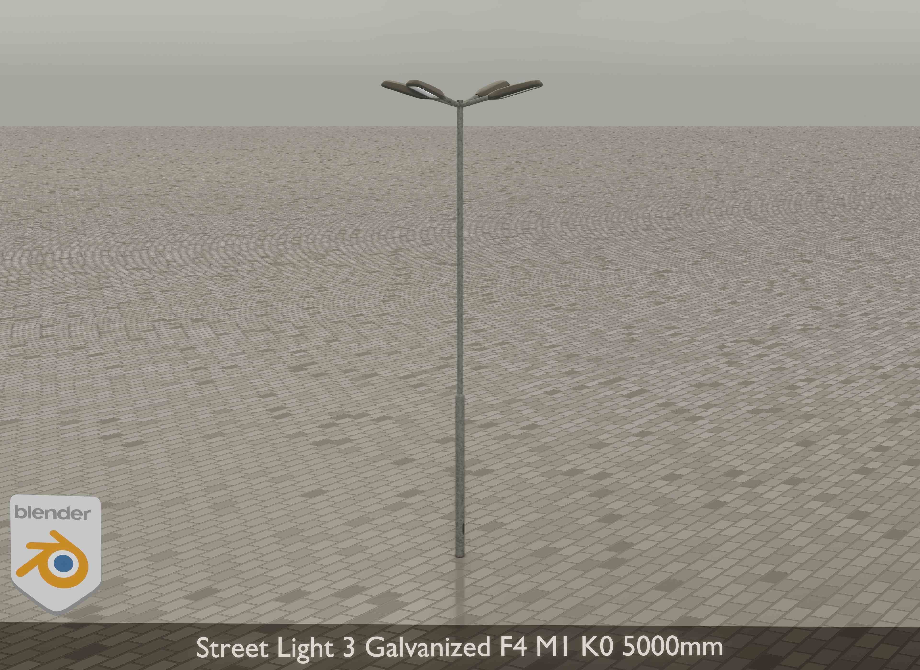 Street Light 3 Galvanized F4 M1 K0 5000mm Low-poly 3D model_15