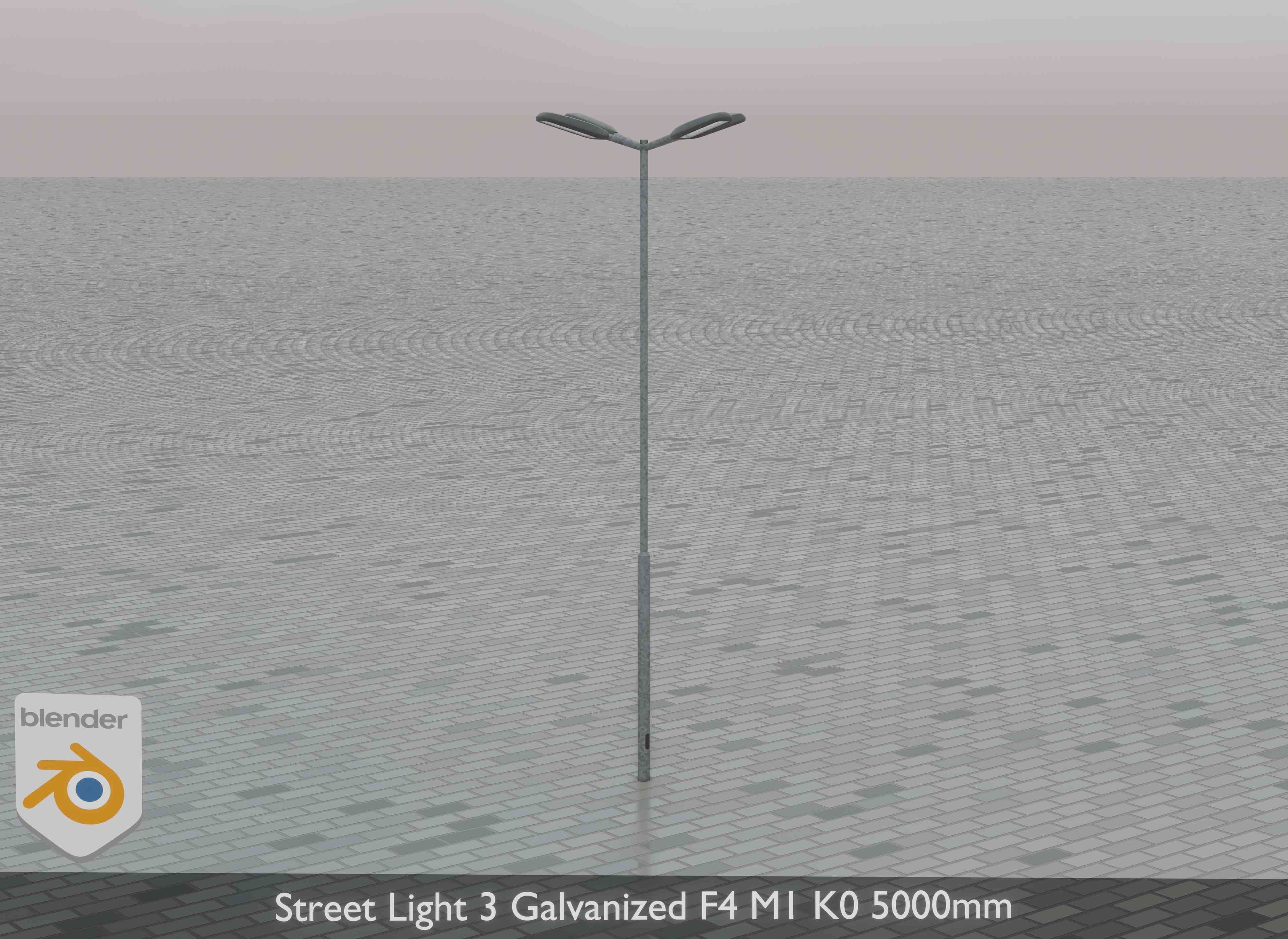 Street Light 3 Galvanized F4 M1 K0 5000mm Low-poly 3D model_34