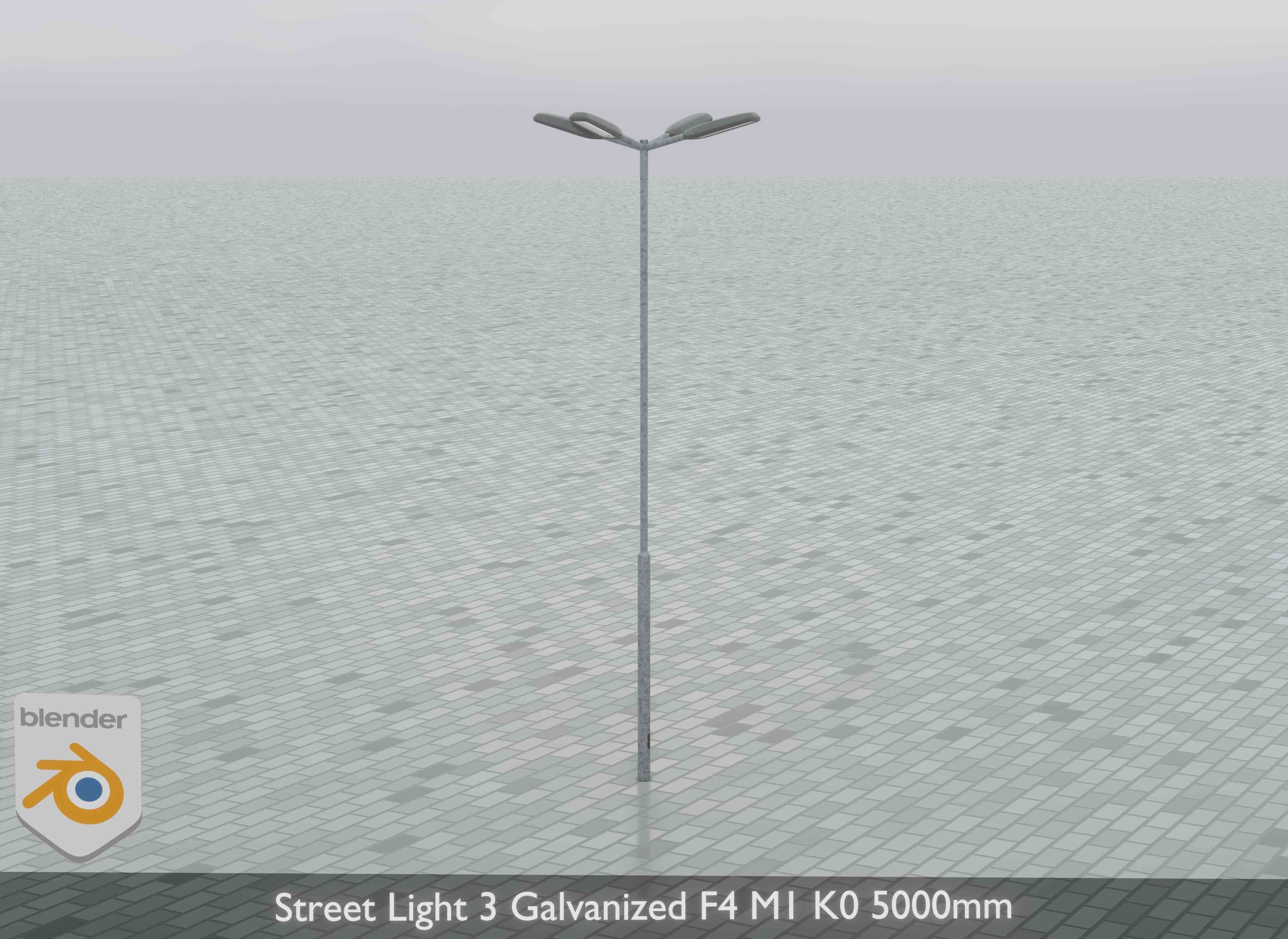 Street Light 3 Galvanized F4 M1 K0 5000mm Low-poly 3D model_7