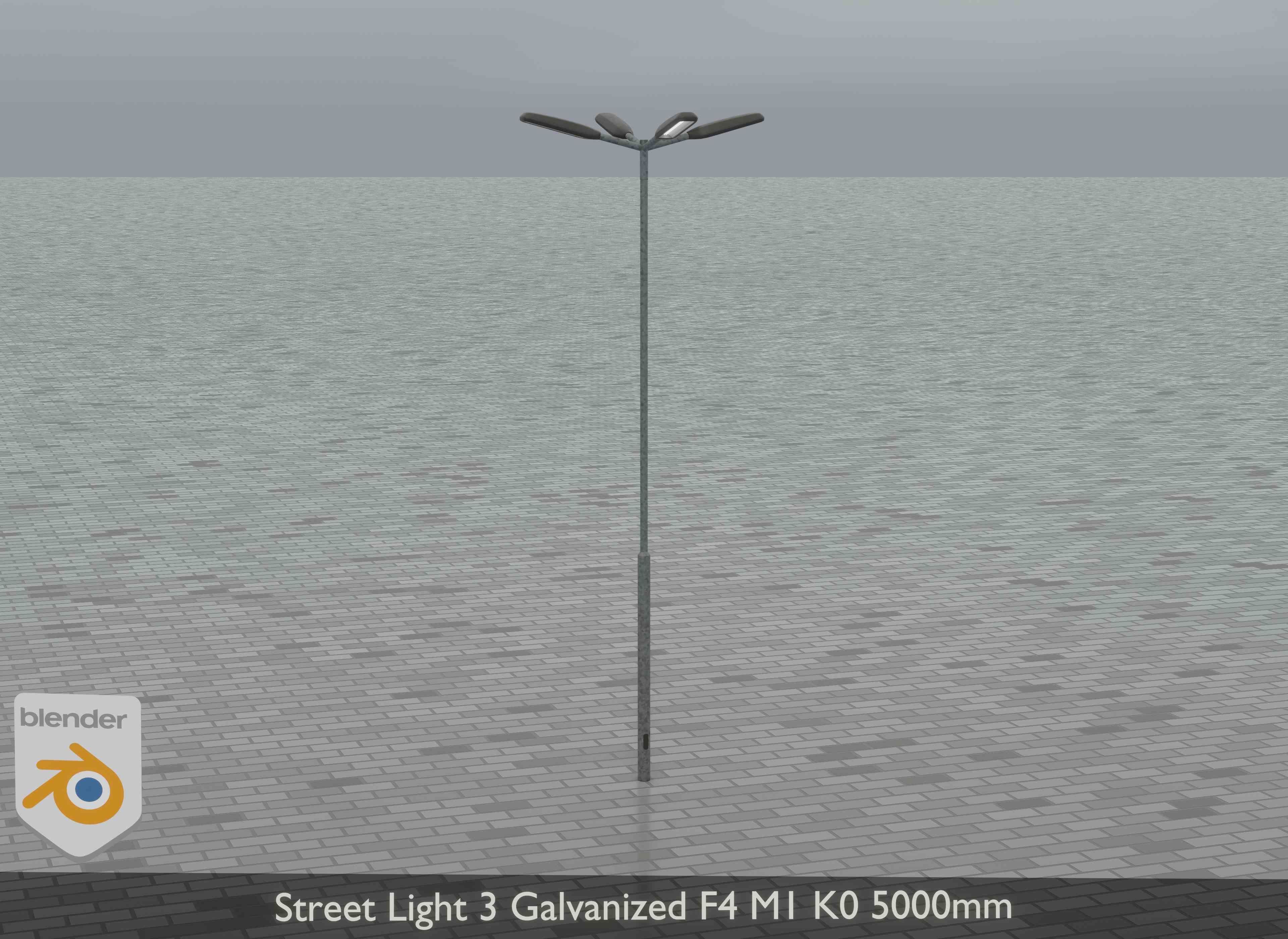 Street Light 3 Galvanized F4 M1 K0 5000mm Low-poly 3D model_9
