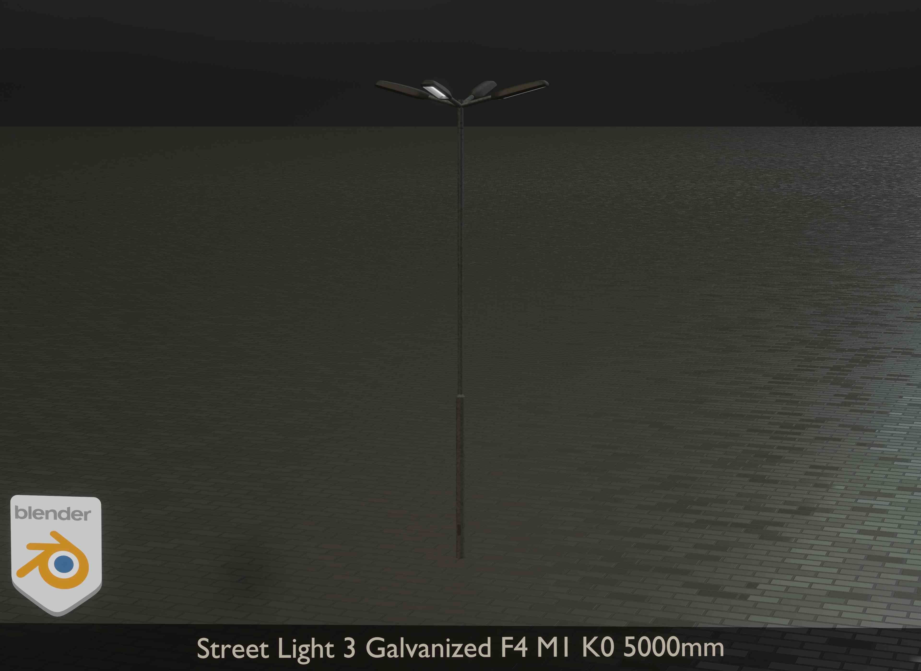Street Light 3 Galvanized F4 M1 K0 5000mm Low-poly 3D model_10