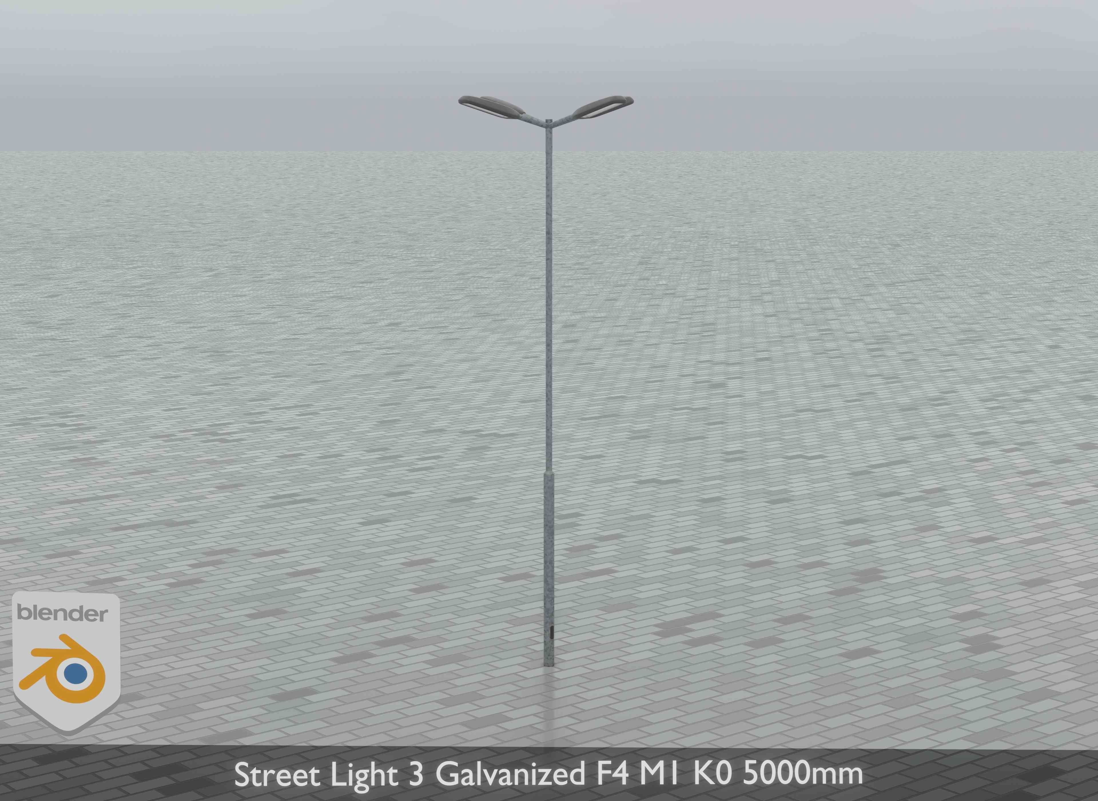 Street Light 3 Galvanized F4 M1 K0 5000mm Low-poly 3D model_8