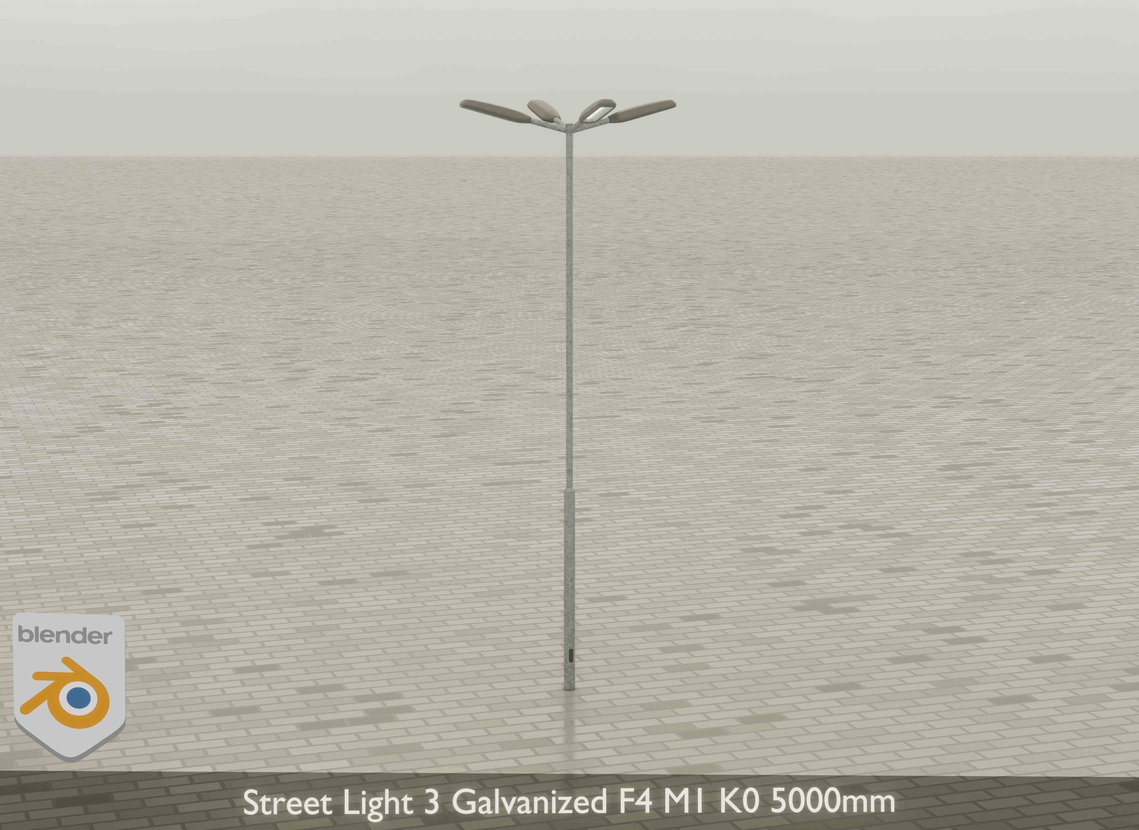 Street Light 3 Galvanized F4 M1 K0 5000mm Low-poly 3D model_17