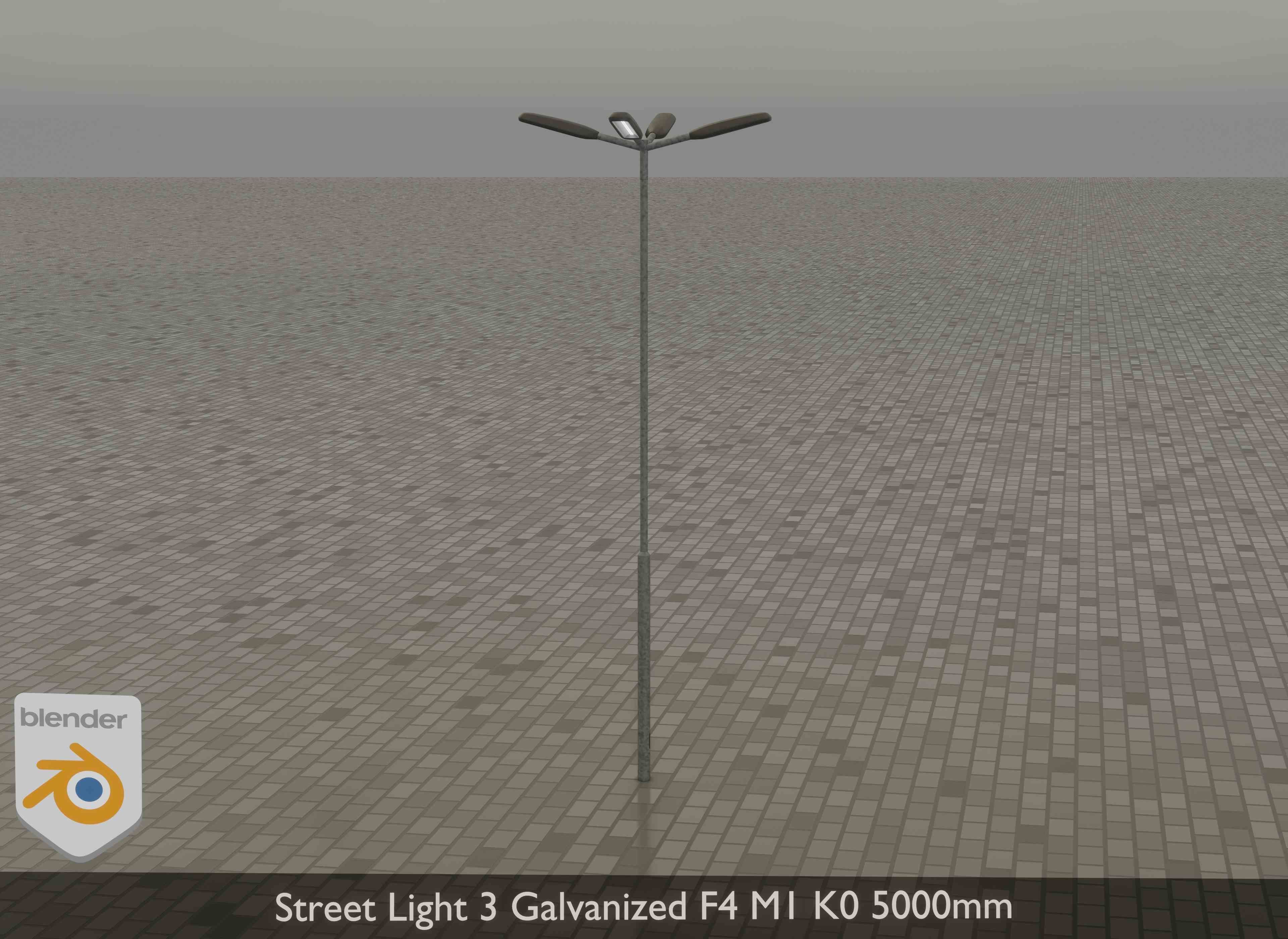 Street Light 3 Galvanized F4 M1 K0 5000mm Low-poly 3D model_14