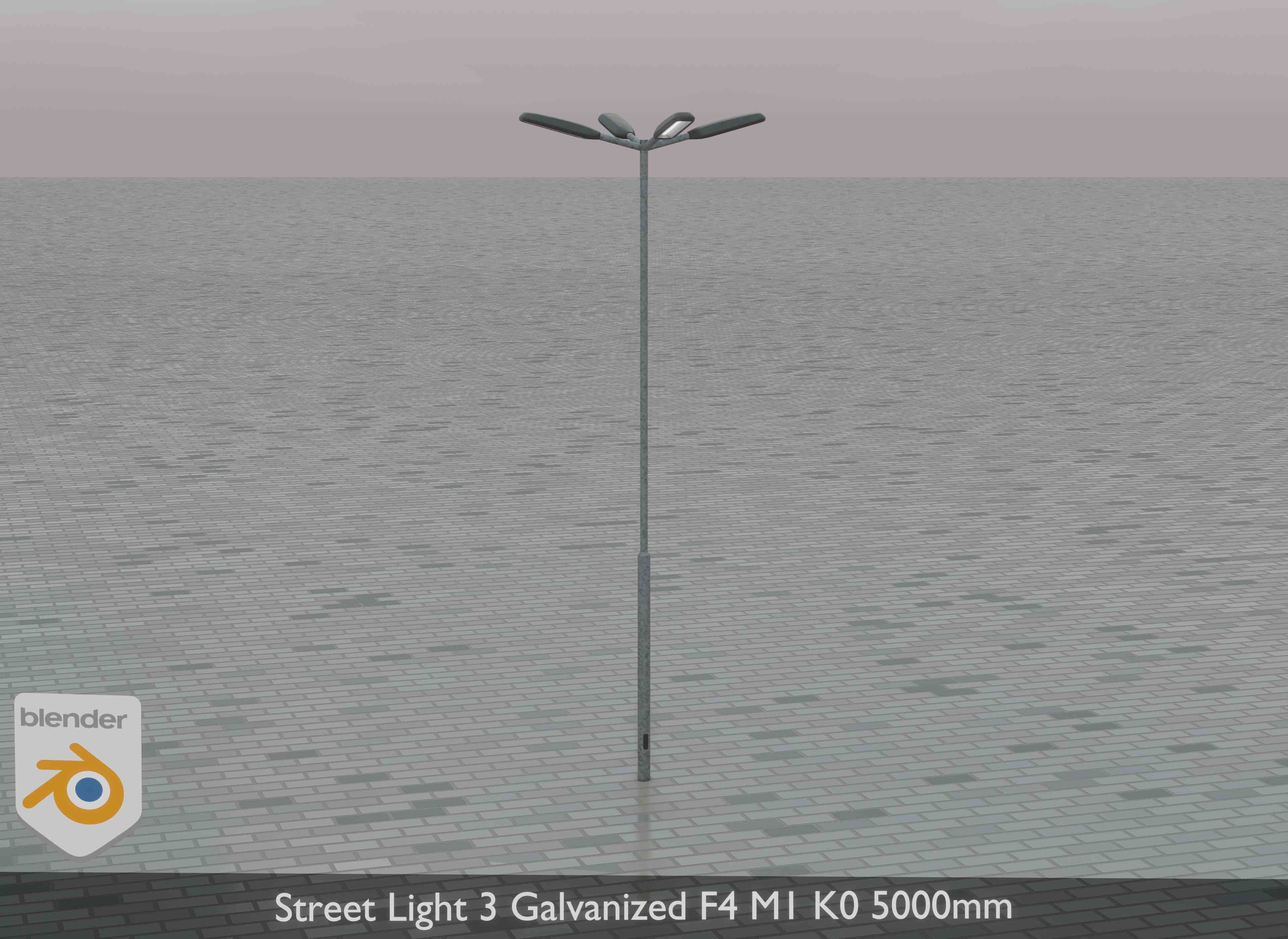 Street Light 3 Galvanized F4 M1 K0 5000mm Low-poly 3D model_35