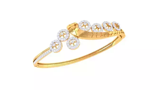 Bracelet - 5 diamond bangle gold