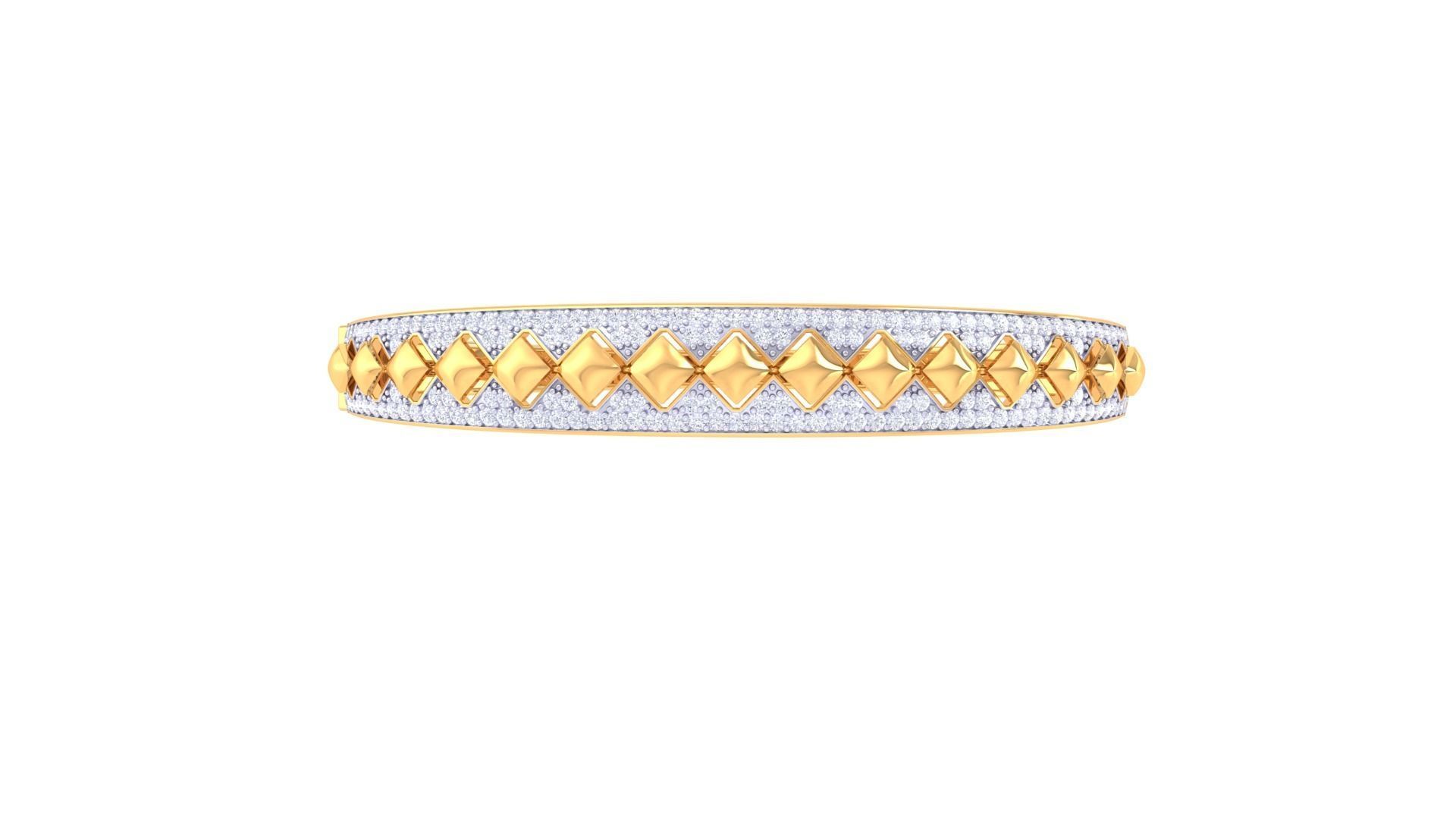 Bracelet - 4 gold bangle with diamonds 3D print model_2