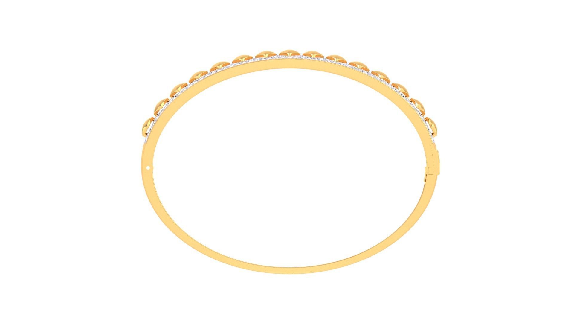 Bracelet - 4 gold bangle with diamonds 3D print model_3