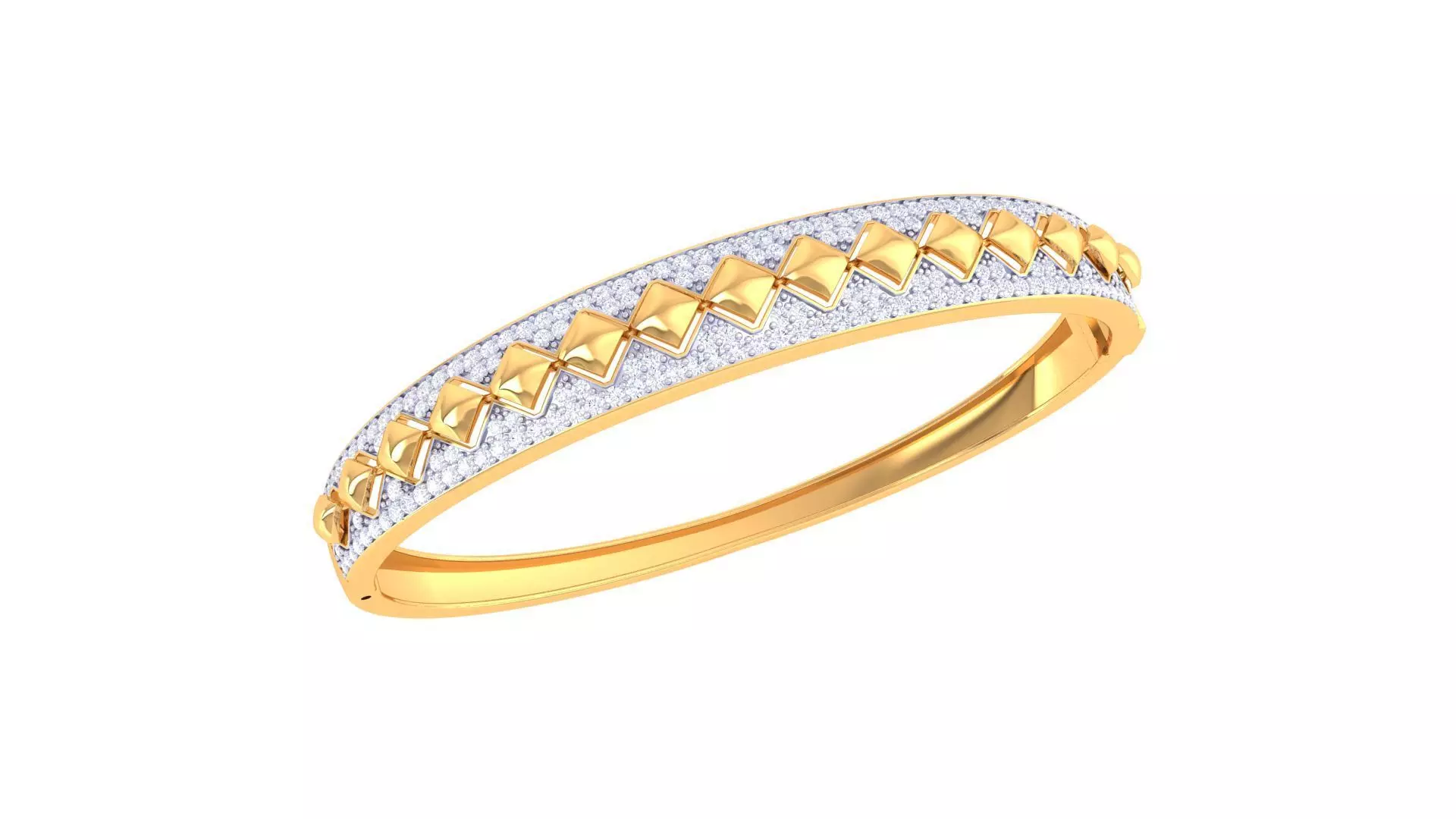 Bracelet - 4 gold bangle with diamonds 3D print model_0