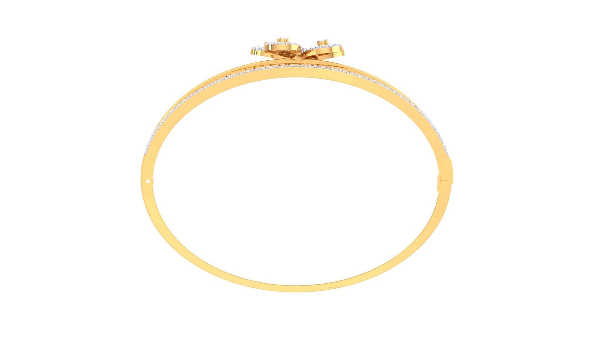 Bracelet - 2 diamond flower bangle 3D print model_3