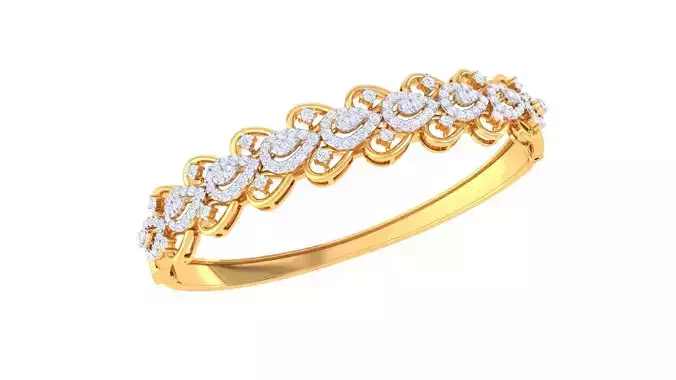 Bracelet - 1 gold diamond bangle ring 3D print model