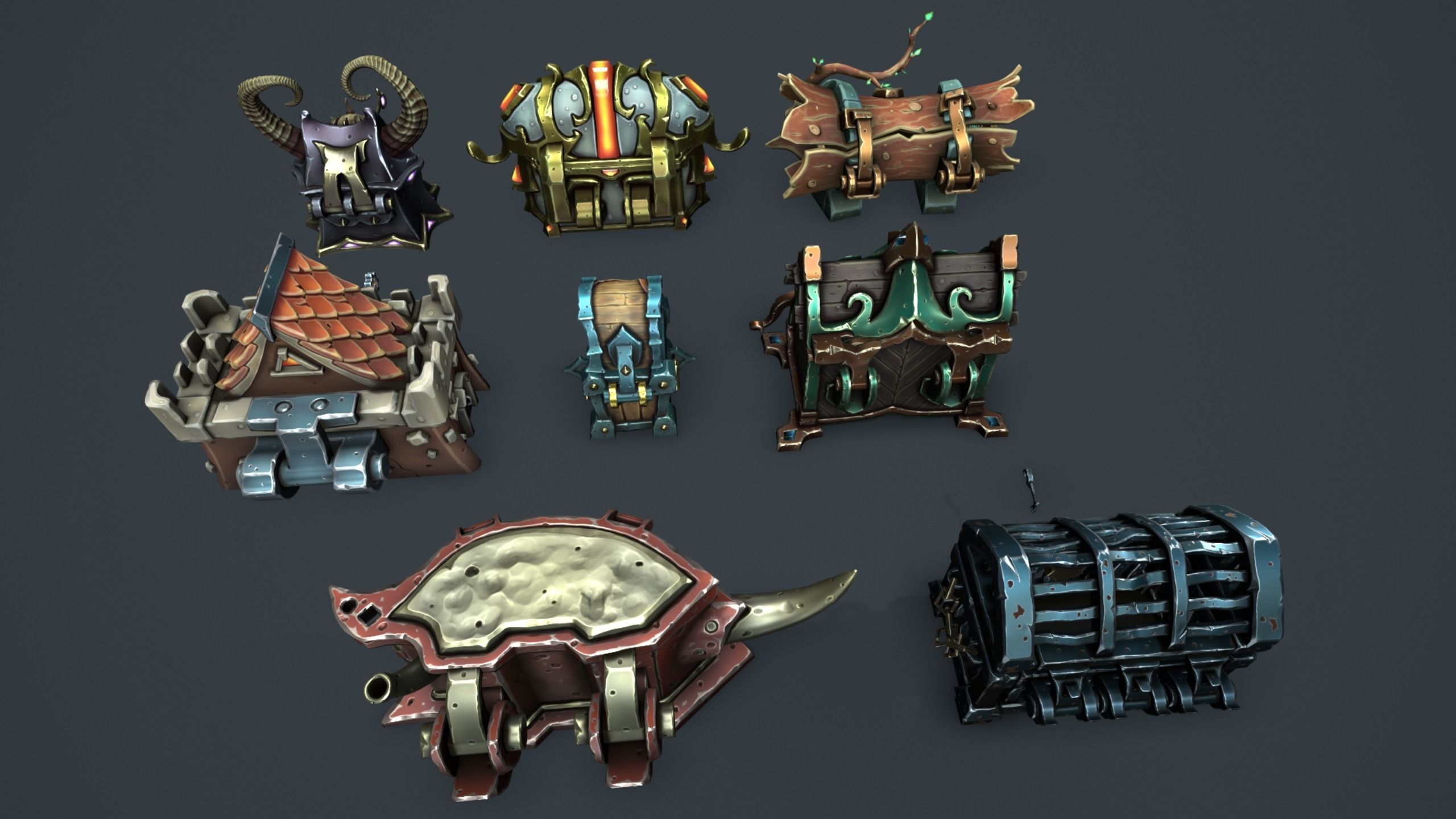 Fantasy chests 2 Low-poly 3D model_8