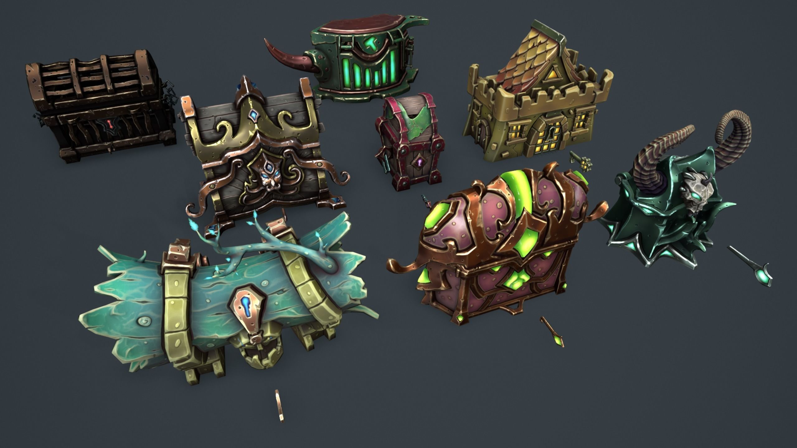 Fantasy chests 2 Low-poly 3D model_4