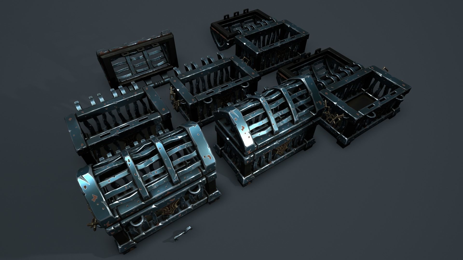 Fantasy chests 2 Low-poly 3D model_12