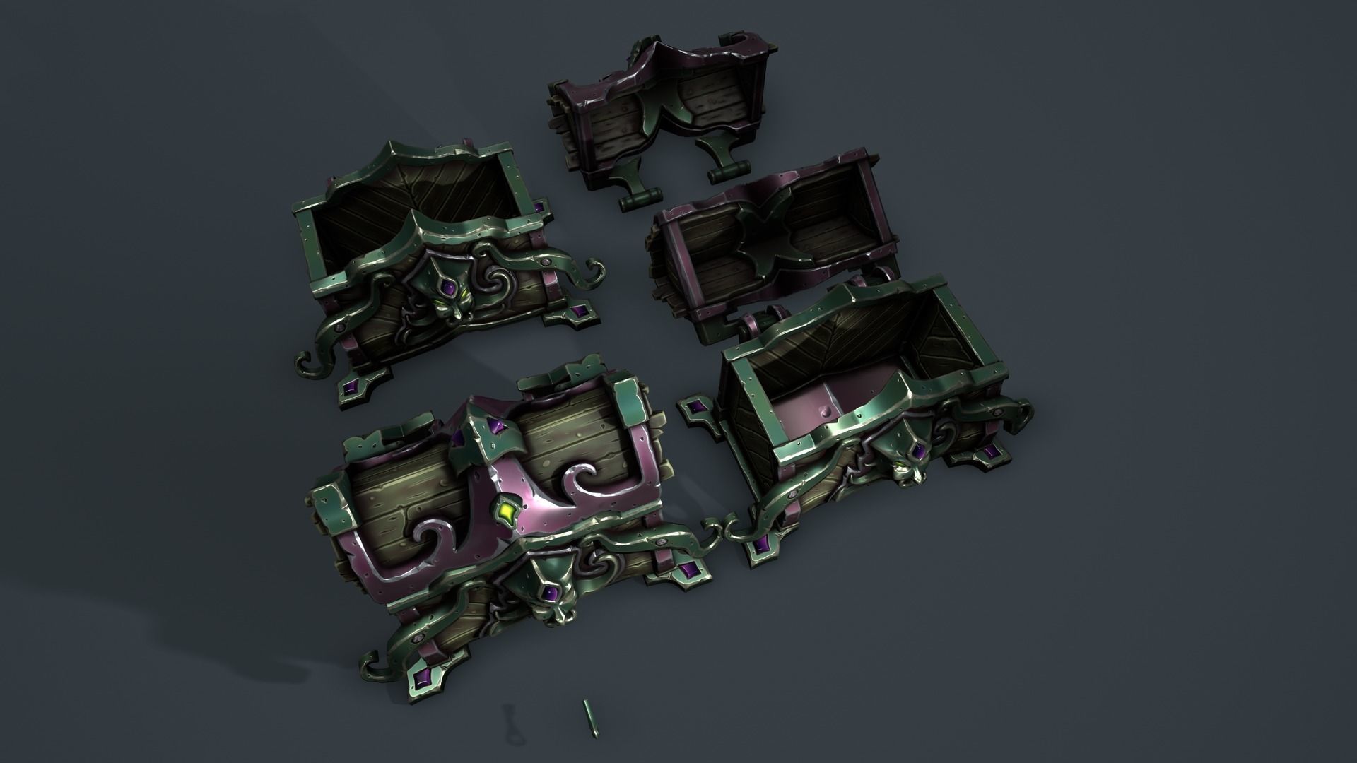 Fantasy chests 2 Low-poly 3D model_16