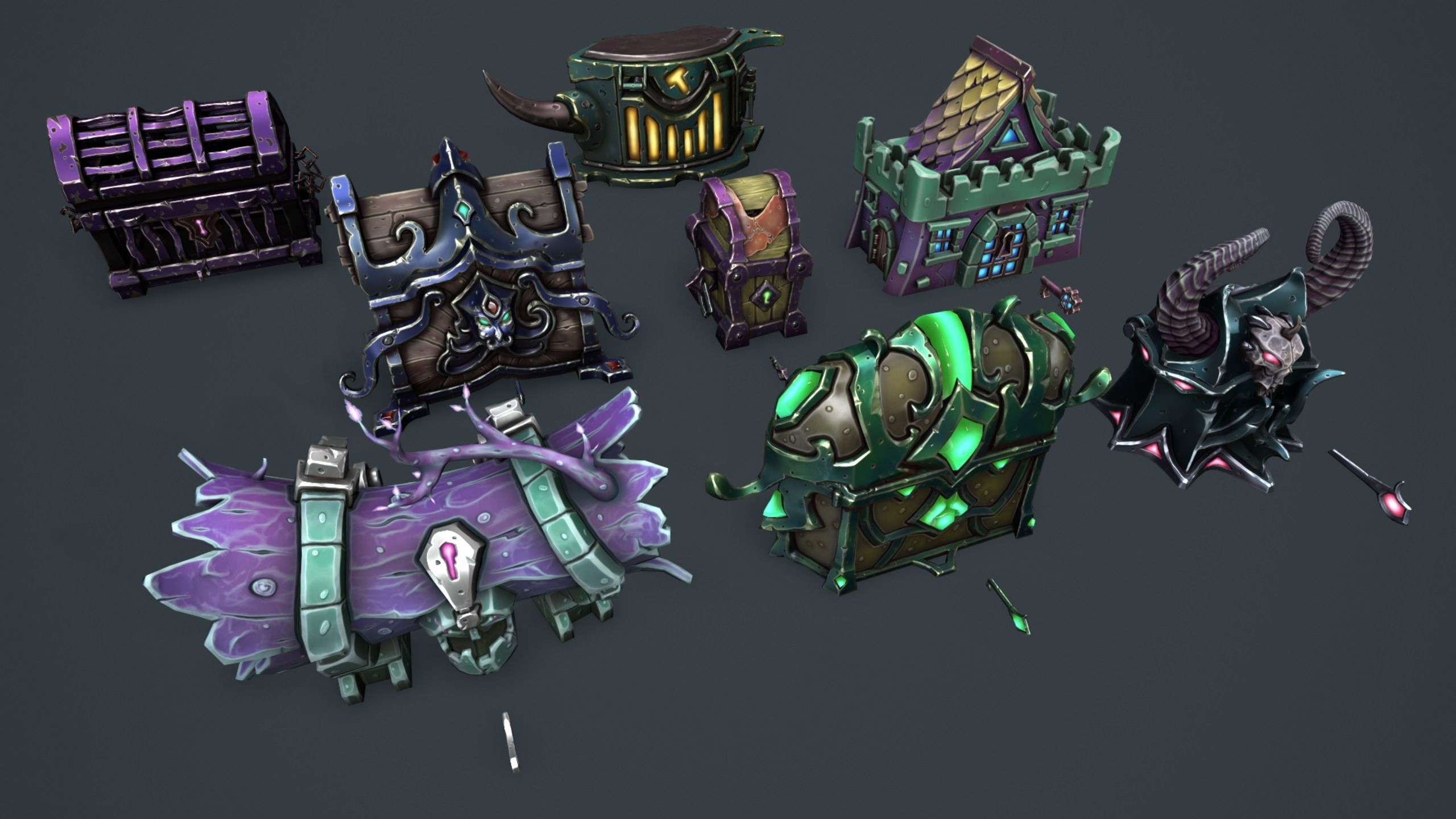 Fantasy chests 2 Low-poly 3D model_5