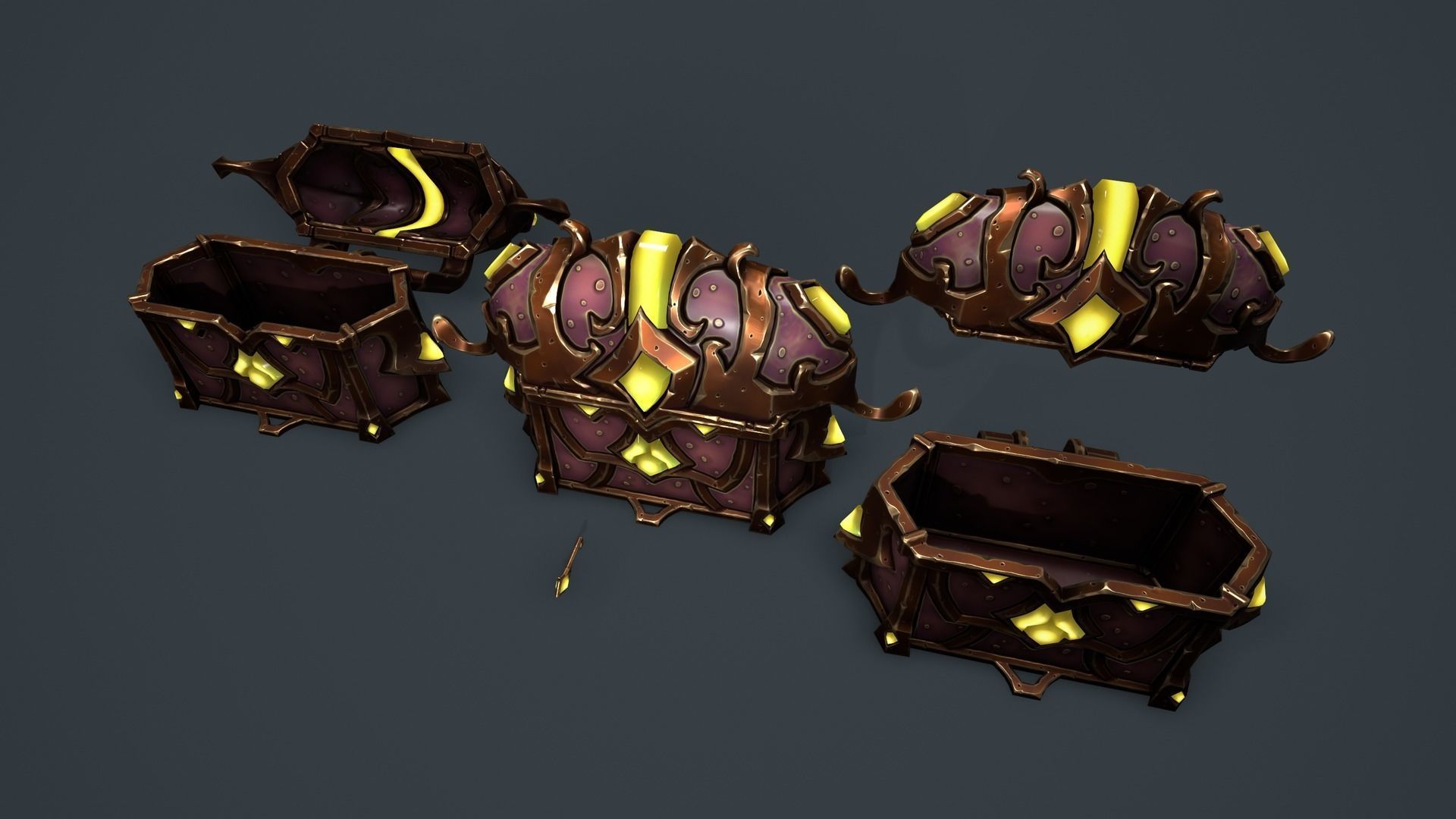 Fantasy chests 2 Low-poly 3D model_18