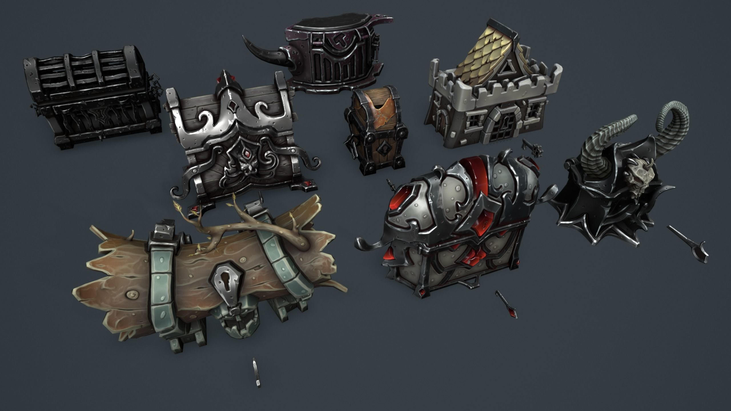 Fantasy chests 2 Low-poly 3D model_7