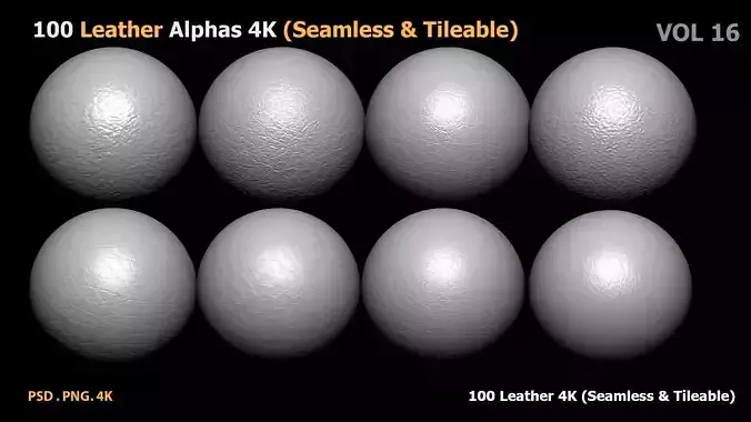 100 Leather Alphas 4K Seamless  Tileable