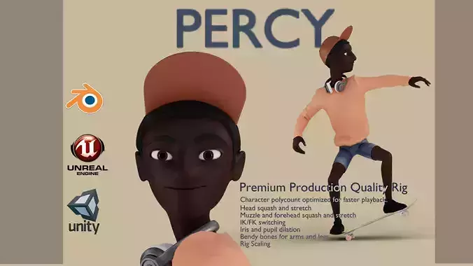 PERCY RIG BLENDER VERSION Low-poly 3D model