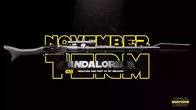 Mandalorian Amber Phase Pulse Blaster Weapon Sculpture 