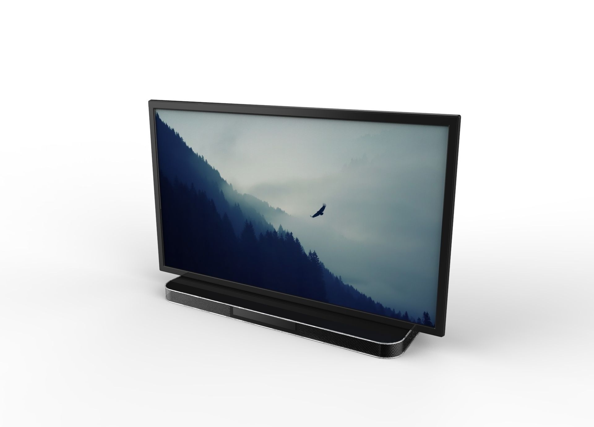 TV with Flat Stand Free 3D model_2