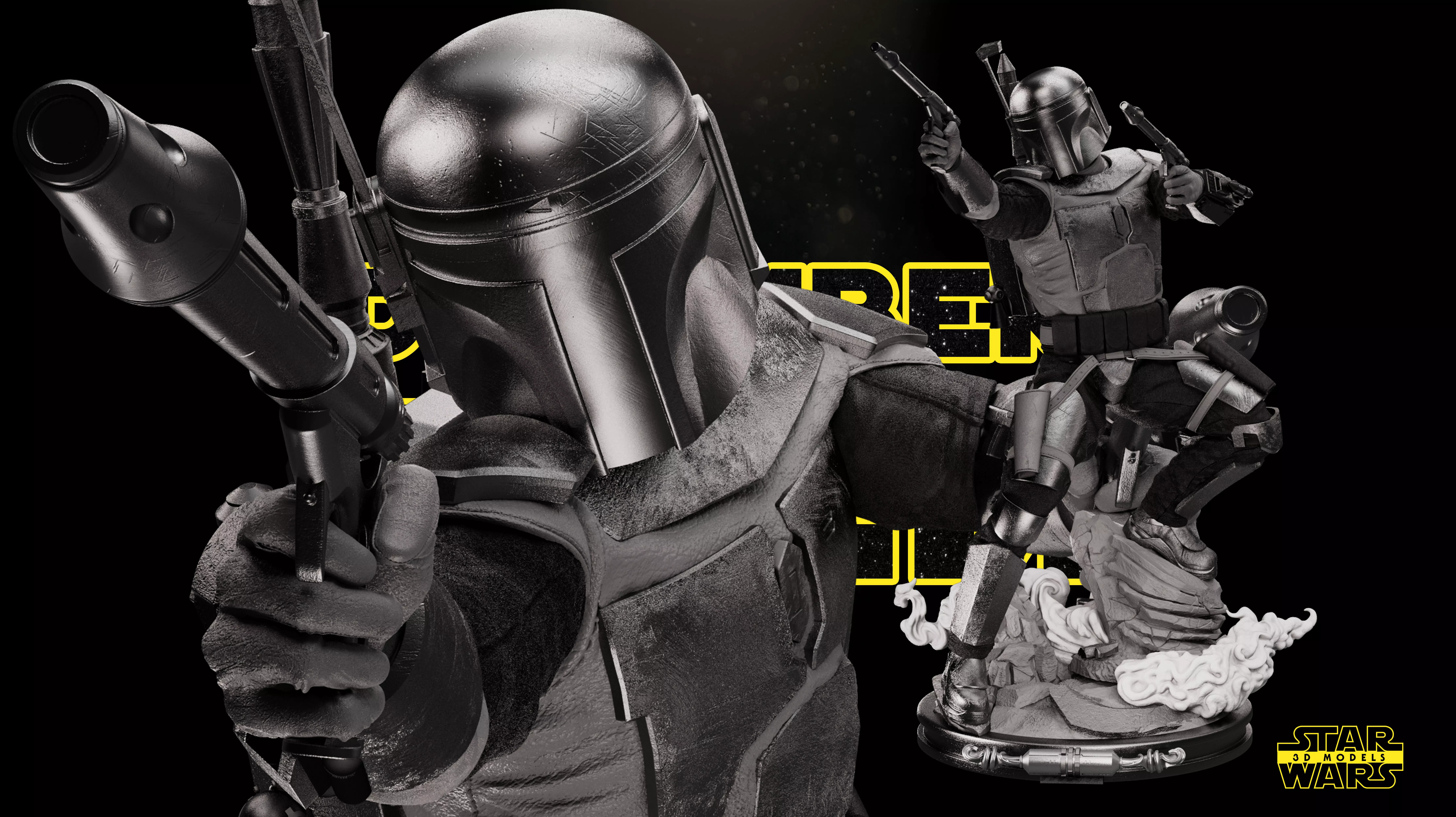 Jango Fett Sculpture Star Wars 3D Models Ready for 3D printing 3D print model_0