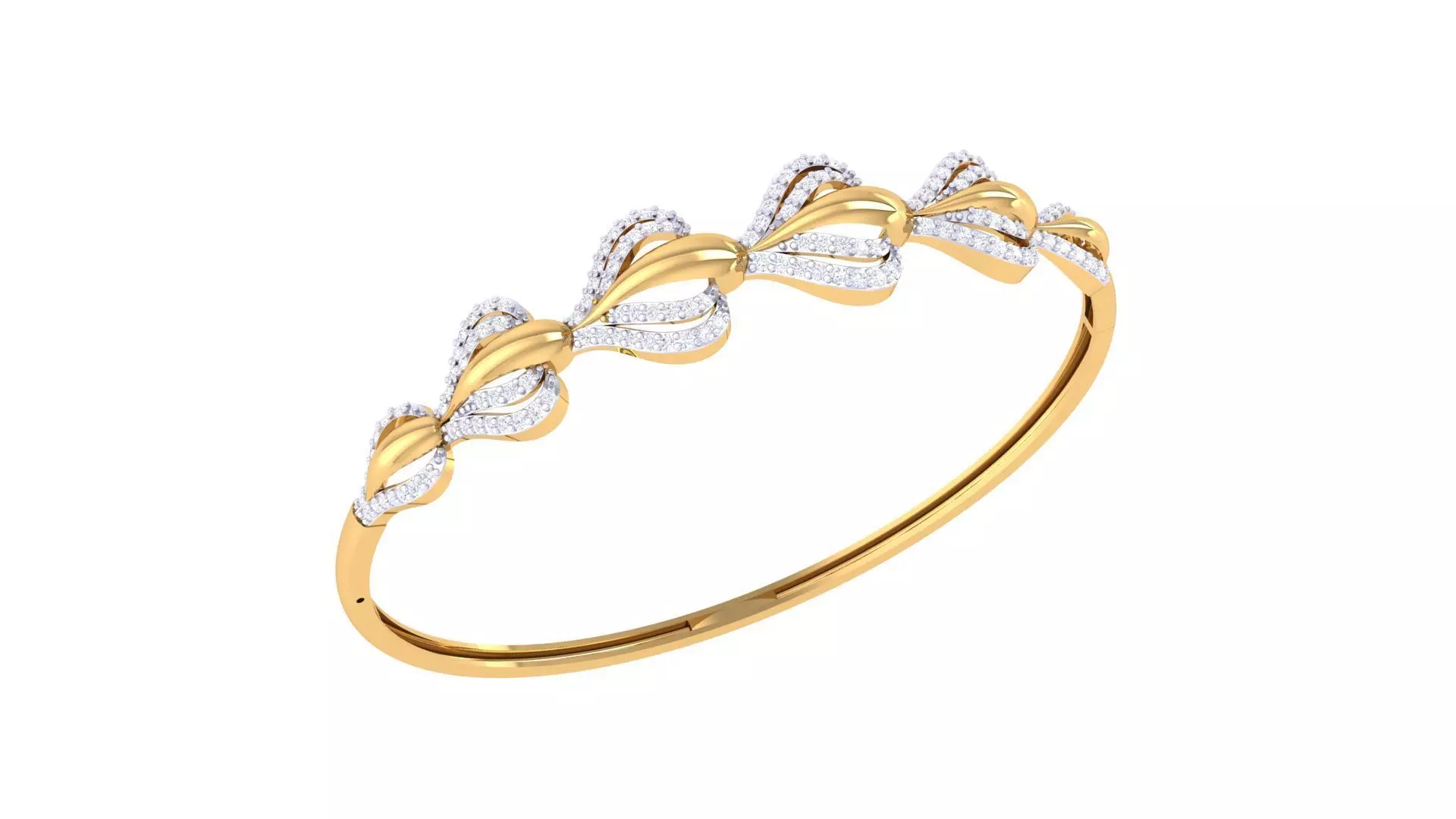Bracelet - 1 diamond bangle gold 3D print model_0