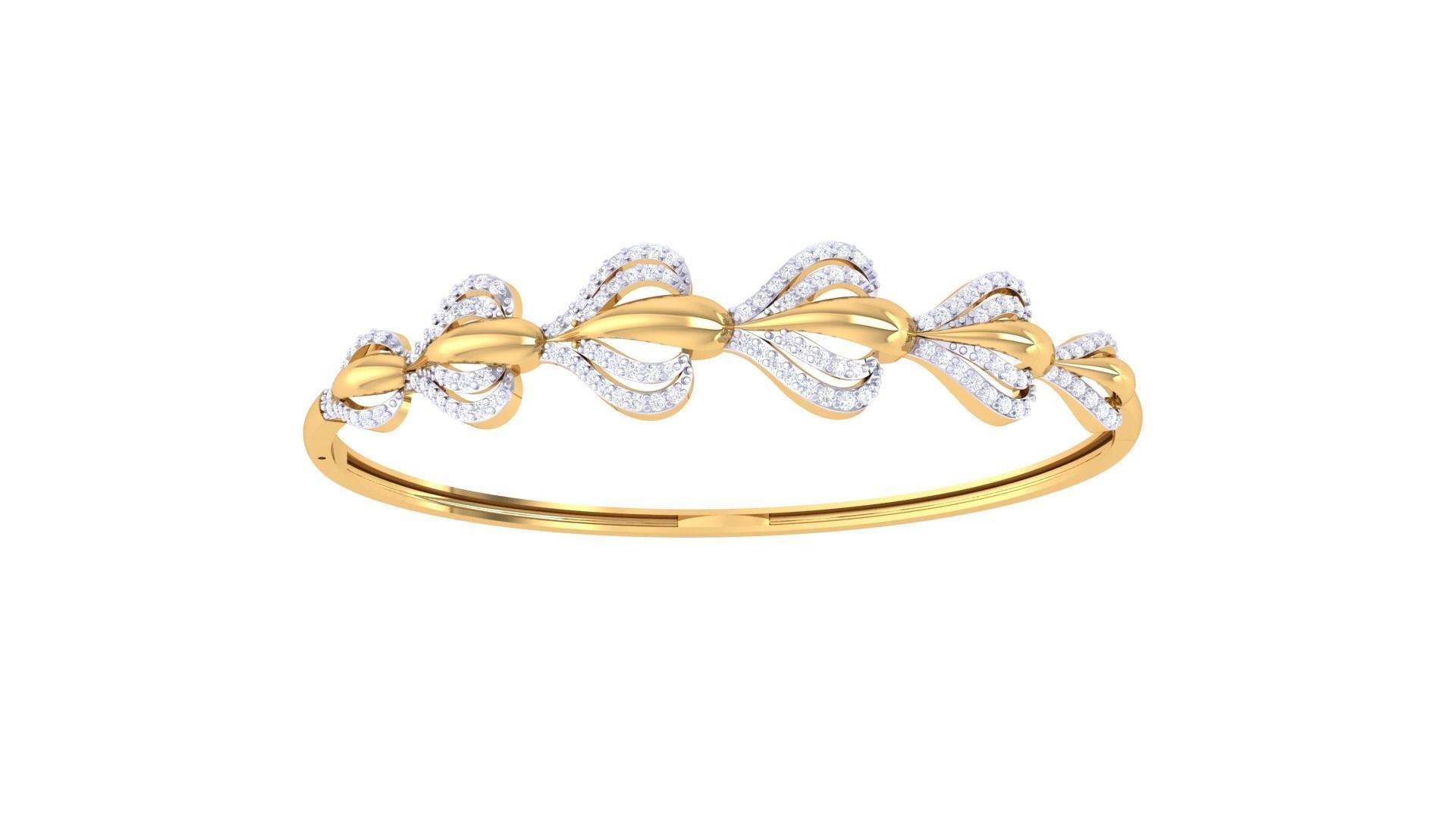 Bracelet - 1 diamond bangle gold 3D print model_1