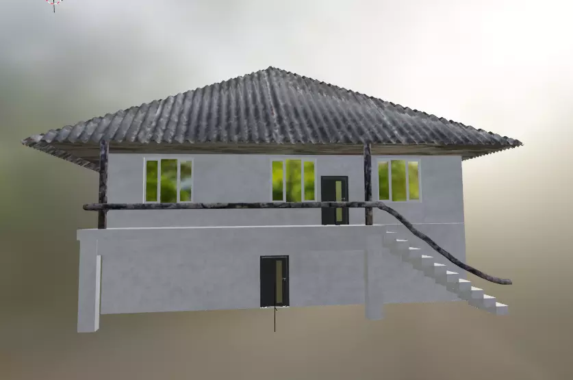 concrete cove house Low-poly 3D model_0