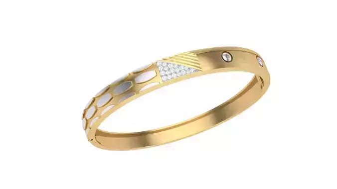 Bracelet - 9 gold bangle with diamonds