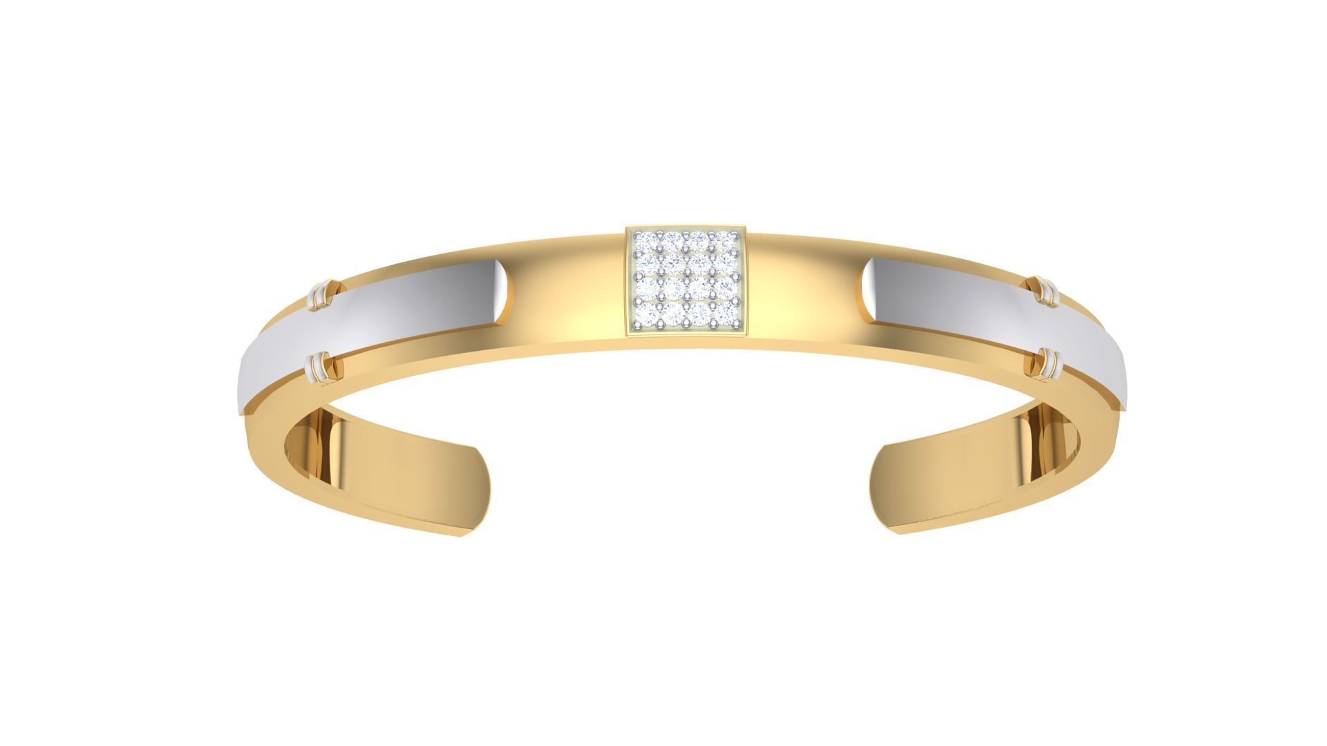 Bracelet - 8 gold and diamond cuff 3D print model_2