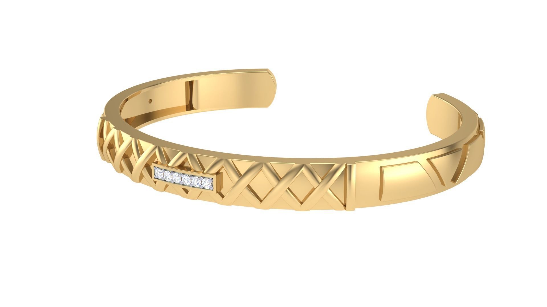 Bracelet - 7 gold cuff with diamonds 3D print model_4