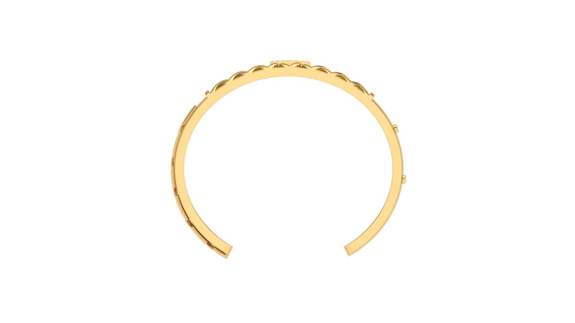 Bracelet - 7 gold cuff with diamonds 3D print model_3