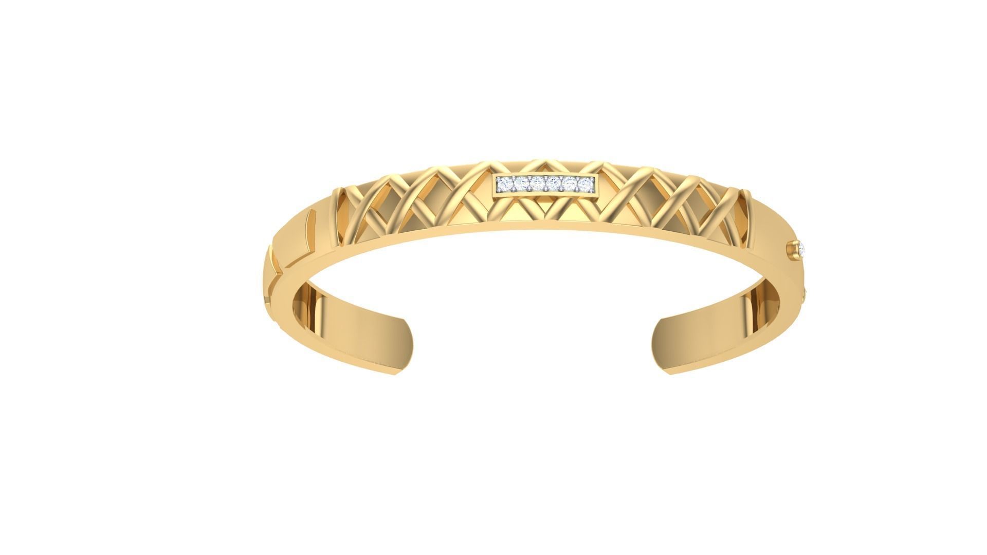 Bracelet - 7 gold cuff with diamonds 3D print model_2
