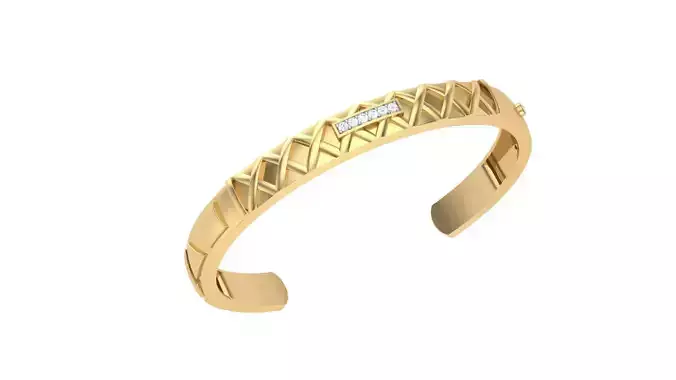 Bracelet - 7 gold cuff with diamonds