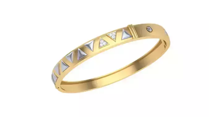 Bracelet - 3 gold bangle with diamonds